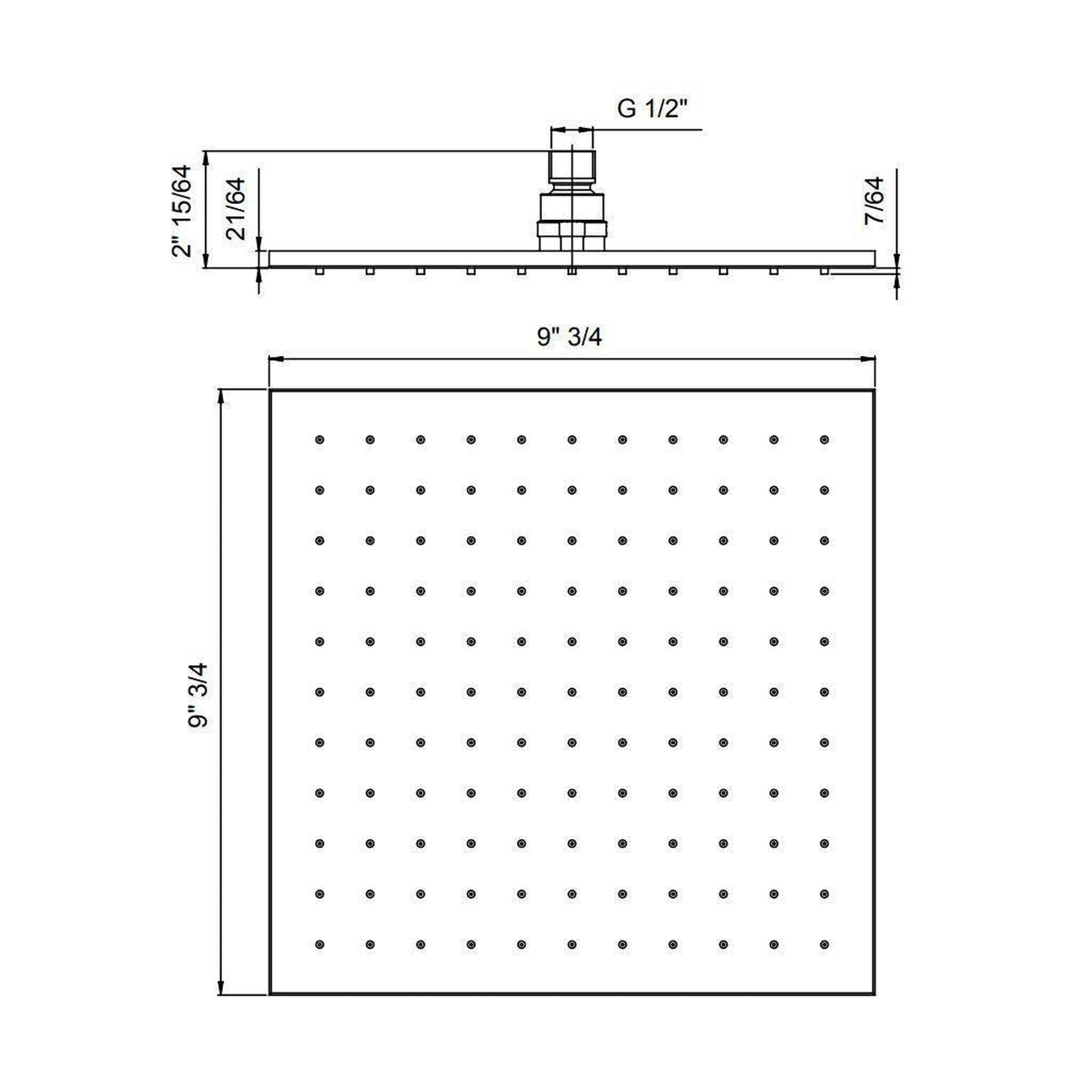 LaToscana by Paini, LaToscana Shower Line 10" Square Matt Black Brass Shower Head