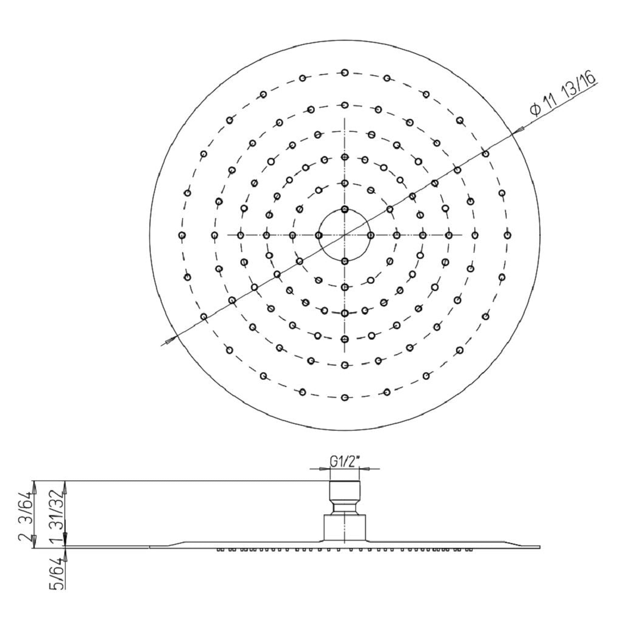 LaToscana by Paini, LaToscana Shower Line 12" Round Brushed Nickel Extra Slim Shower Head