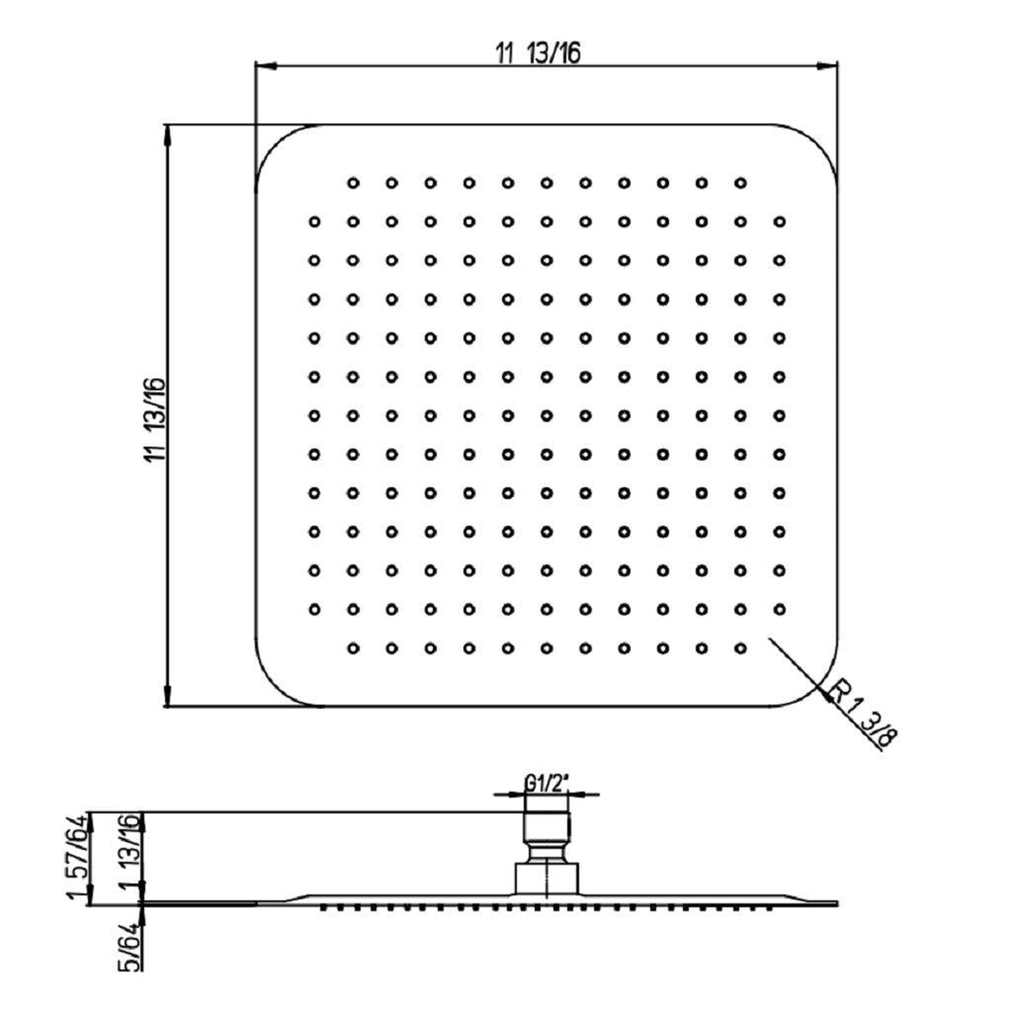 LaToscana by Paini, LaToscana Shower Line 12" Square Brushed Nickel Stainless Steel Extra Slim Shower Head