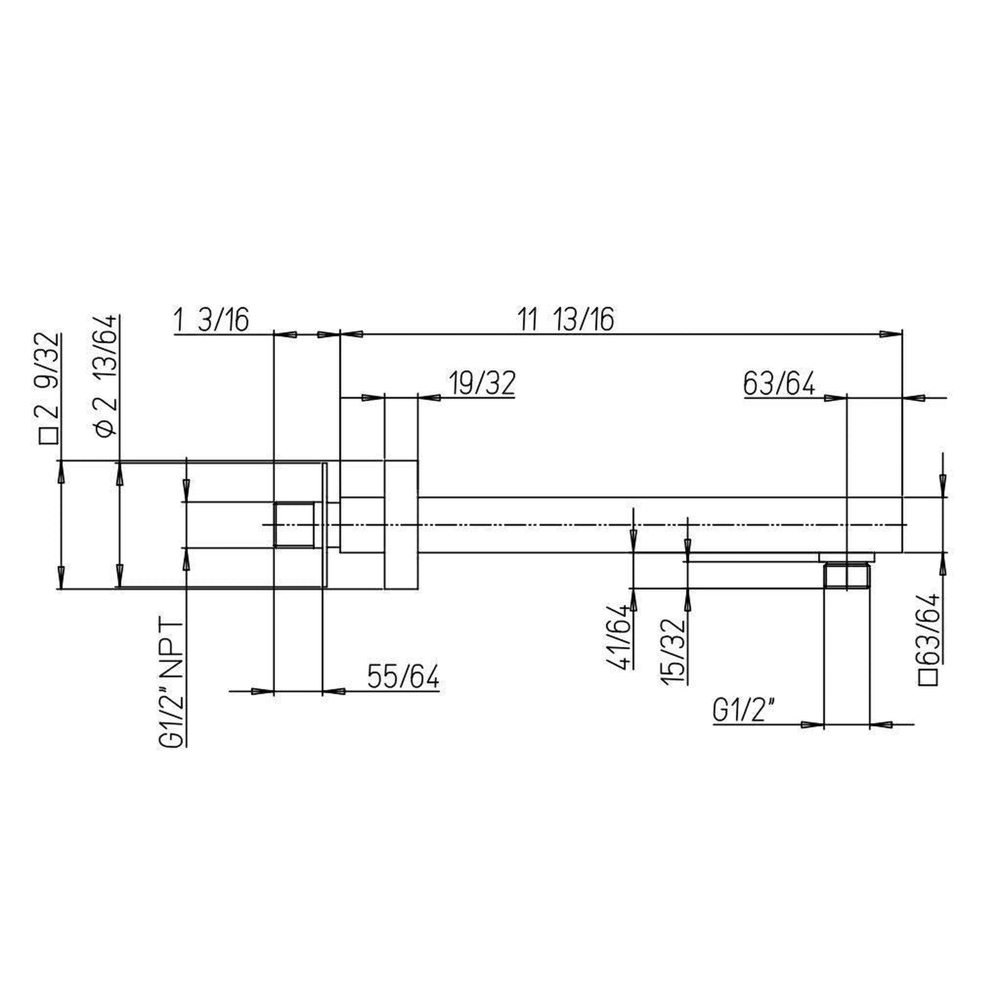 LaToscana by Paini, LaToscana Shower Line 12" Square Matt Black Wall-Mounted Shower Arm