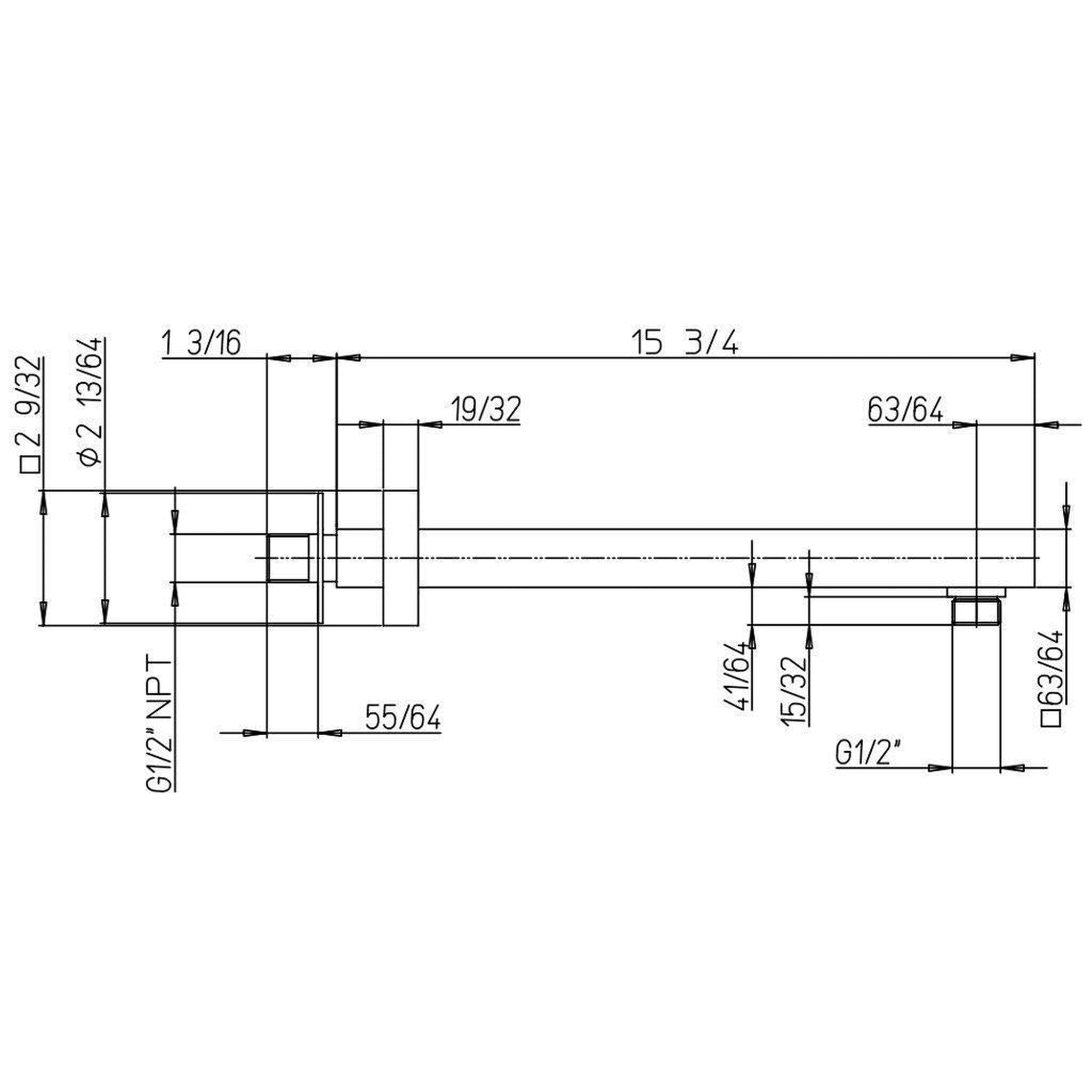 LaToscana by Paini, LaToscana Shower Line 16" Square Brushed Nickel Wall-Mounted Shower Arm