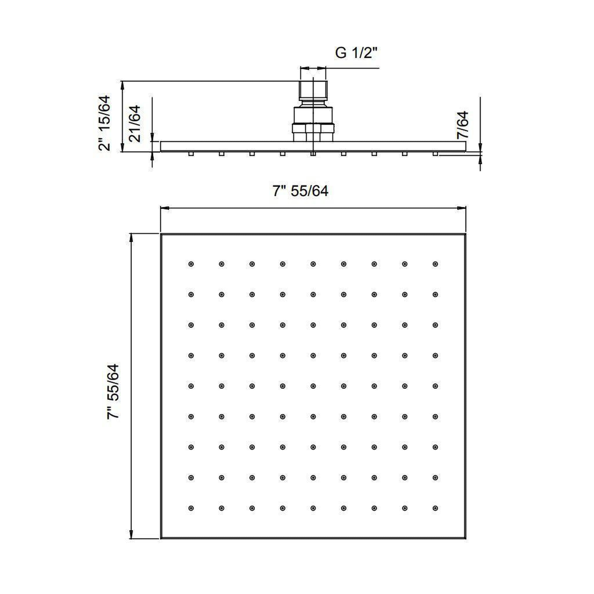 LaToscana by Paini, LaToscana Shower Line 8" Square Brushed Nickel Brass Shower Head