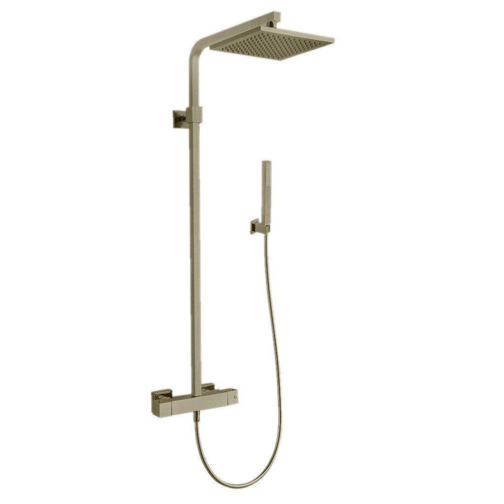 LaToscana by Paini, LaToscana Shower Line Brushed Nickel Shower Column With Thermostatic Mixer & Wall-Mounted Shower Holder