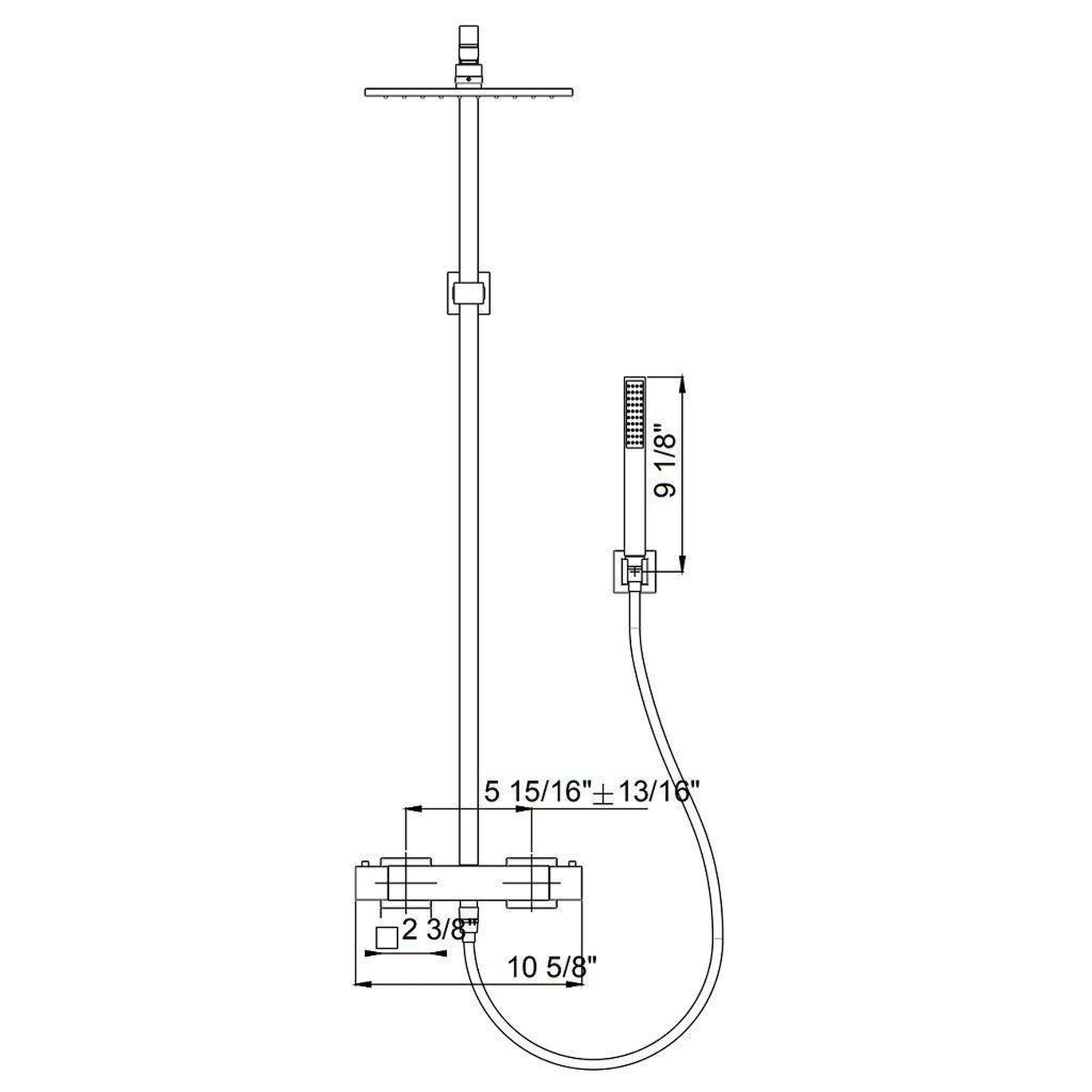 LaToscana by Paini, LaToscana Shower Line Brushed Nickel Shower Column With Thermostatic Mixer & Wall-Mounted Shower Holder