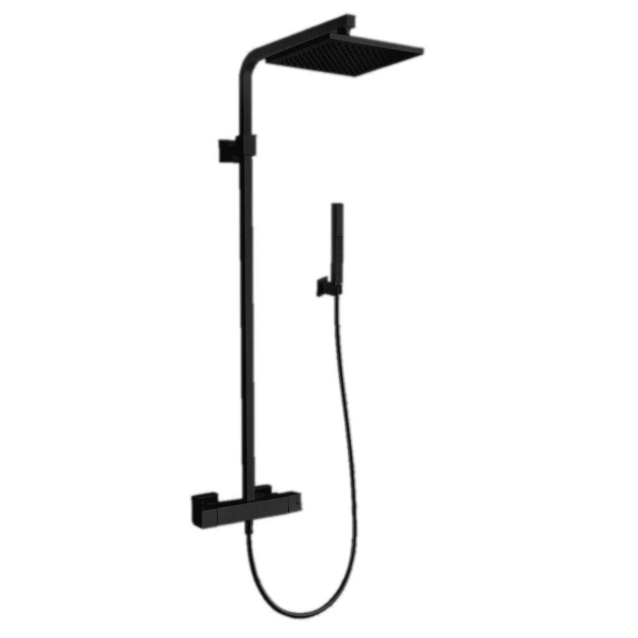 LaToscana by Paini, LaToscana Shower Line Matt Black Shower Column With Thermostatic Mixer & Wall-Mounted Shower Holder