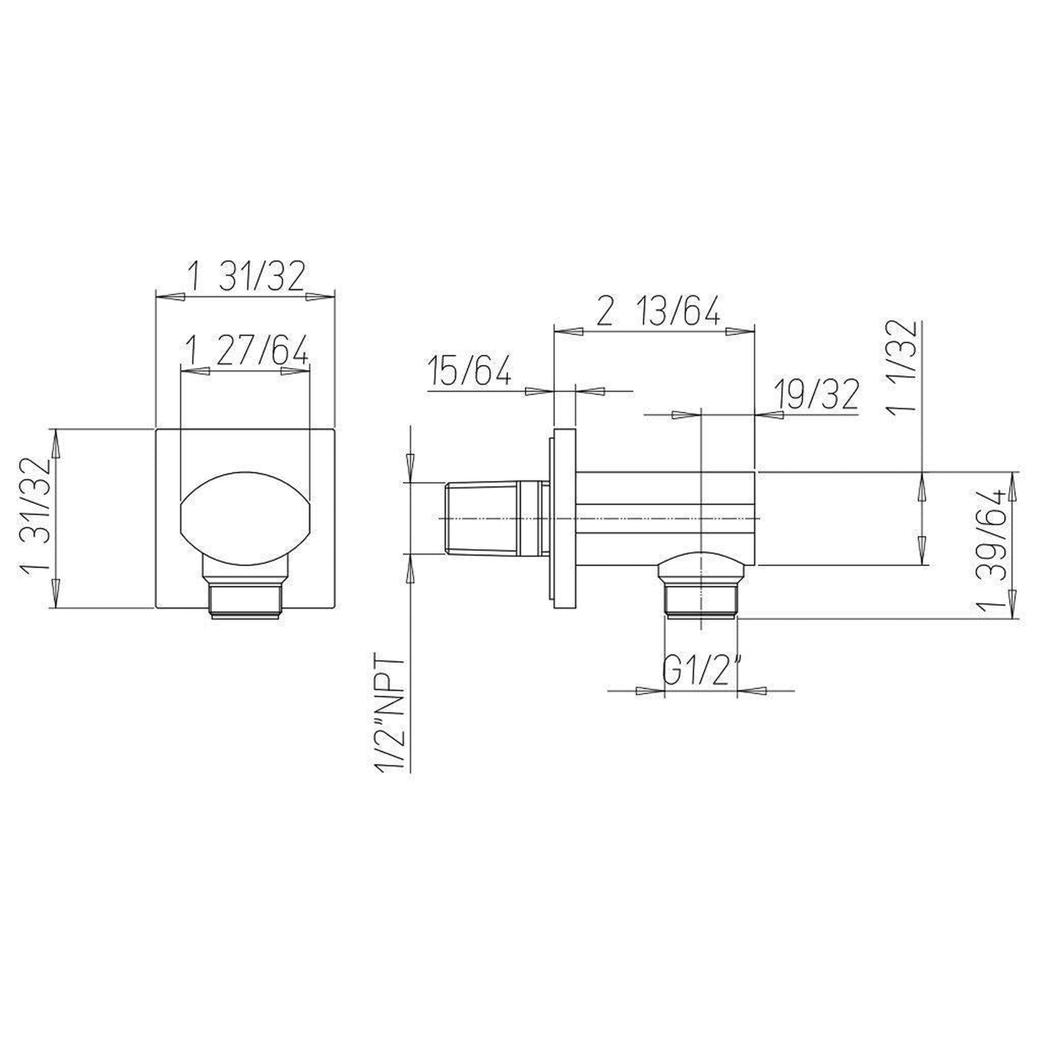 LaToscana by Paini, LaToscana Shower Line Matt Black Square Brass Drop Elbow