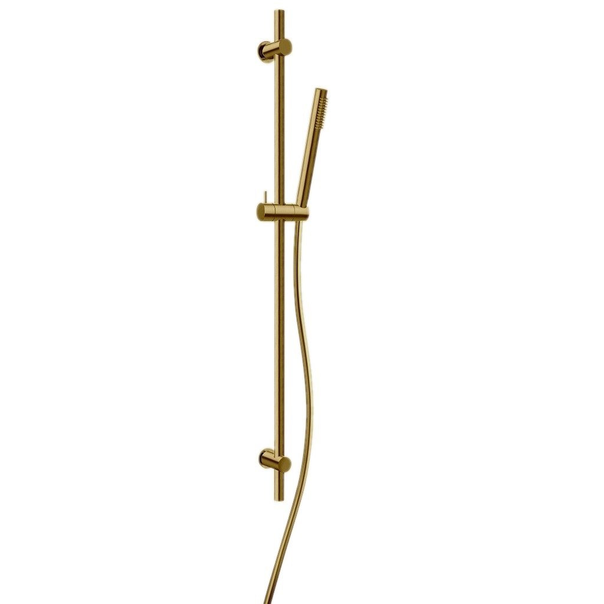 LaToscana by Paini, LaToscana Shower Line Matt Gold Wall-Mounted Brass Slide Bar Kit With Single Jet Handheld Shower