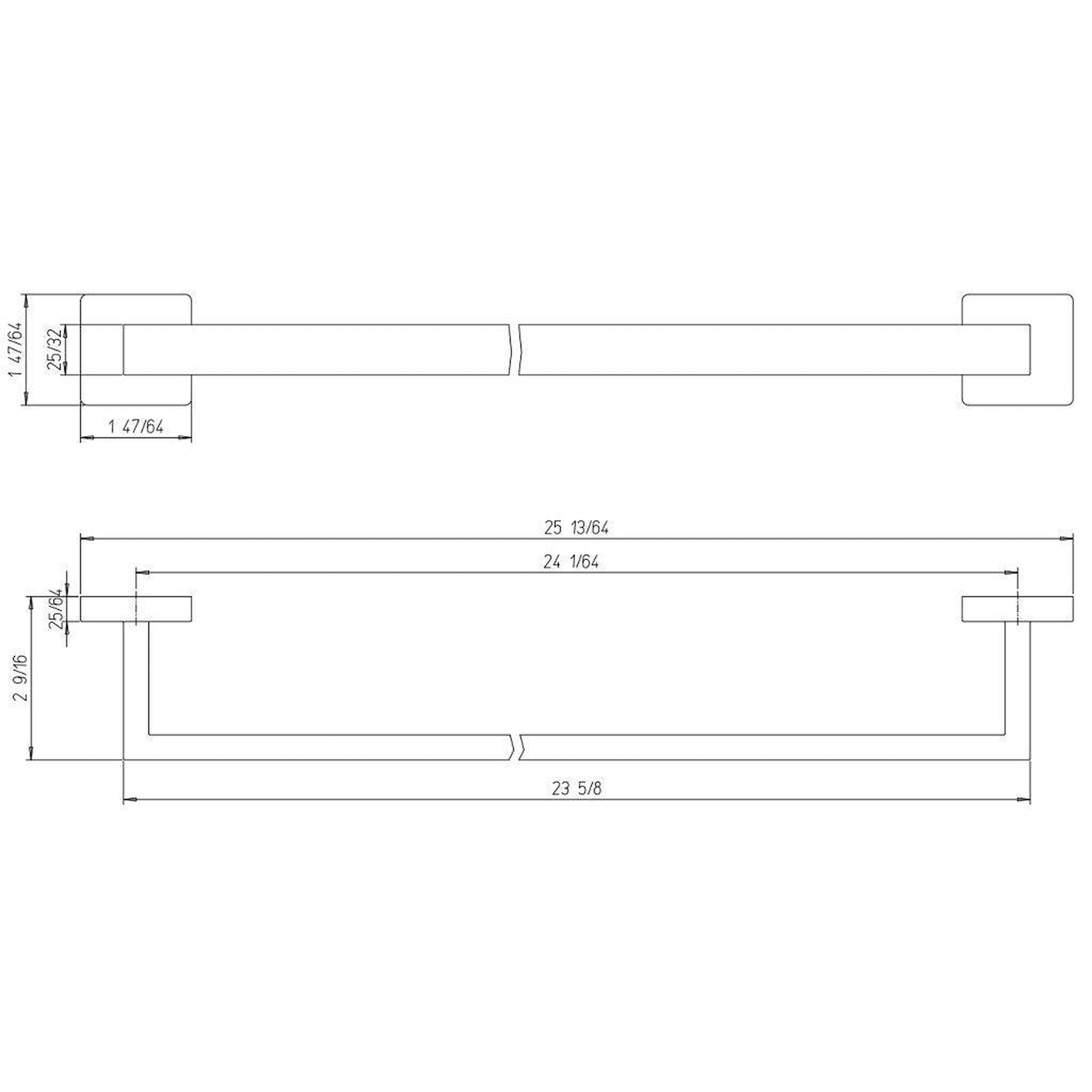 LaToscana by Paini, LaToscana Square 24" Brushed Nickel Wall-Mounted Towel Bar