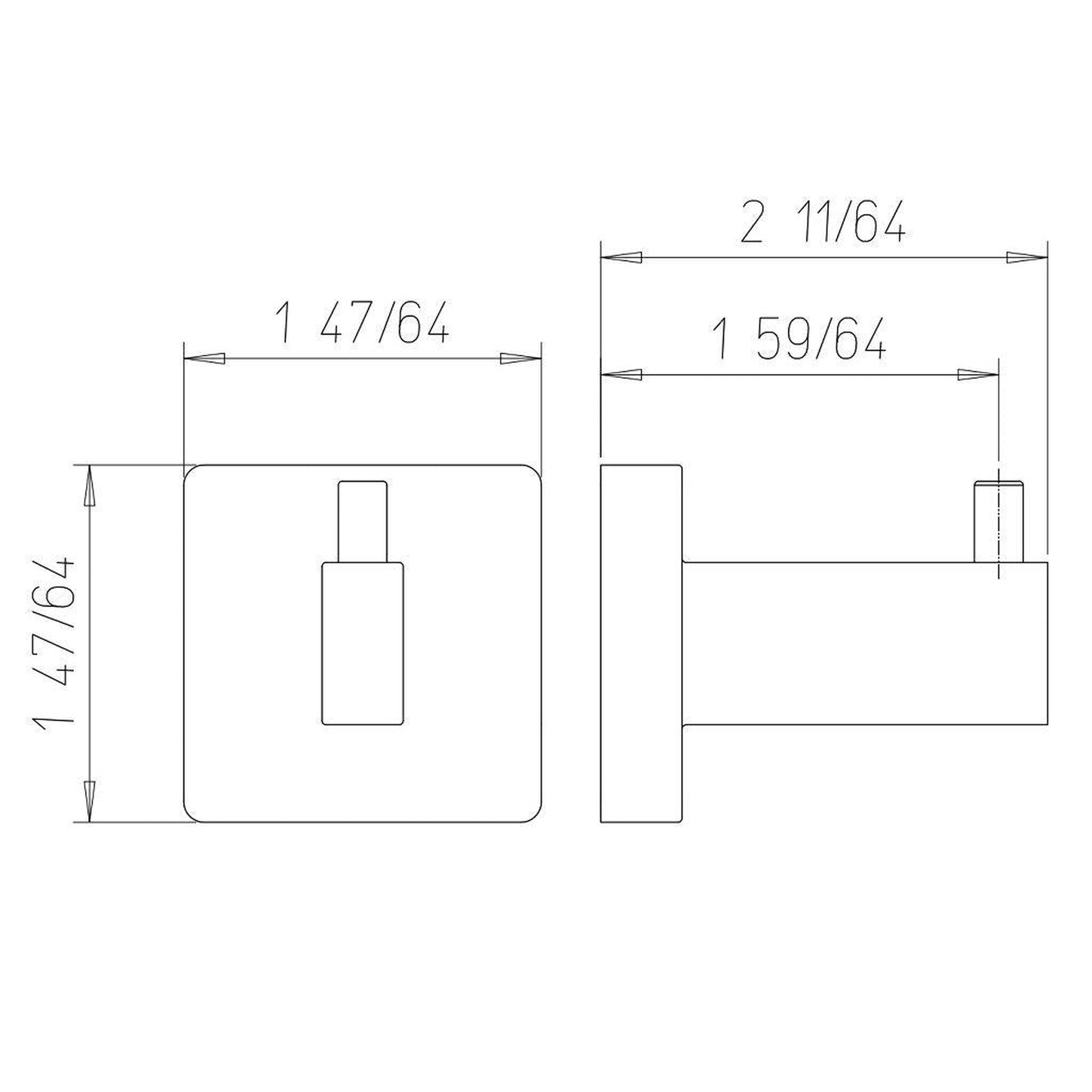 LaToscana by Paini, LaToscana Square Brushed Nickel Wall-Mounted Robe Hook