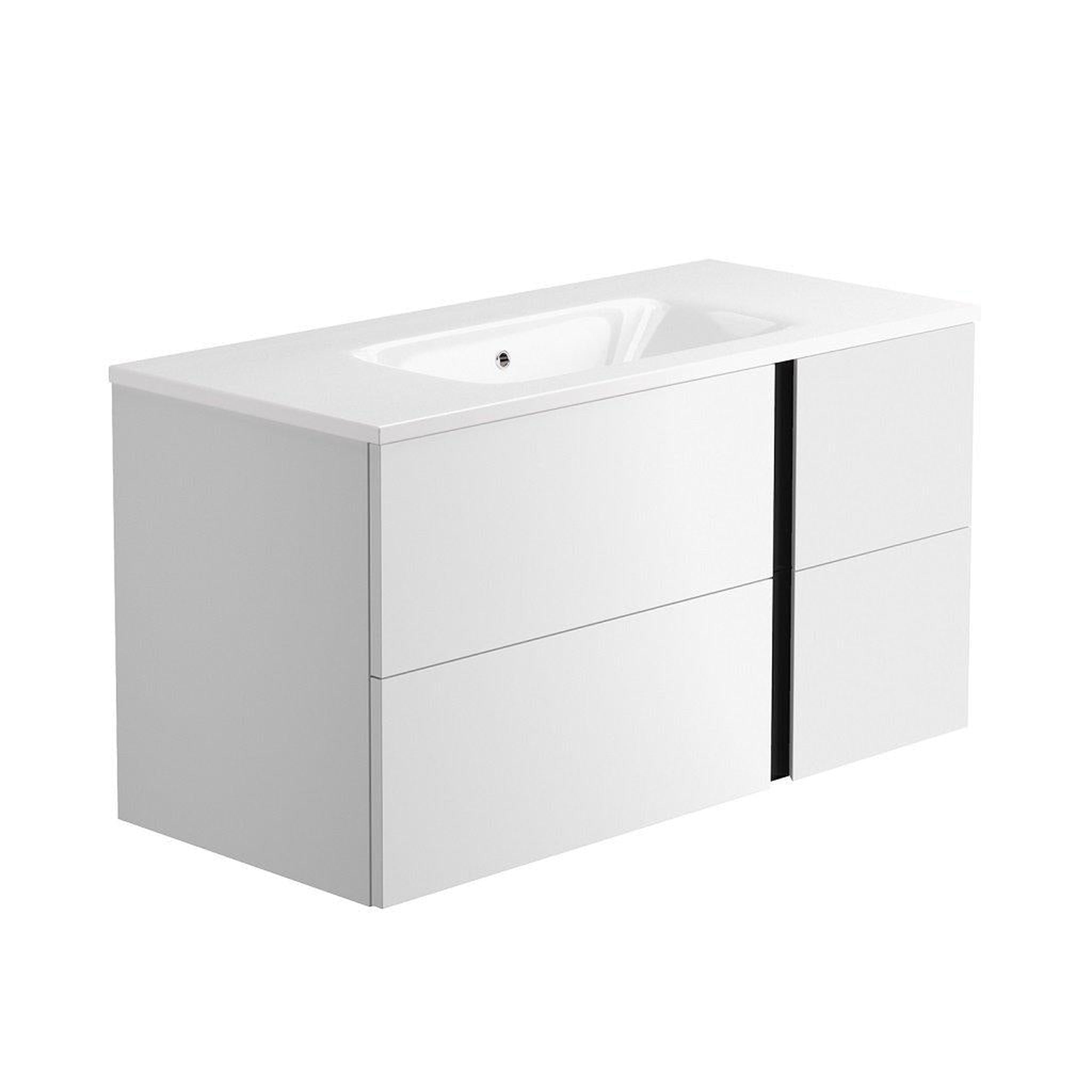 LaToscana by Paini, LaToscana Vertical 39" White Wall-Mounted Vanity With Vertical Black Grip