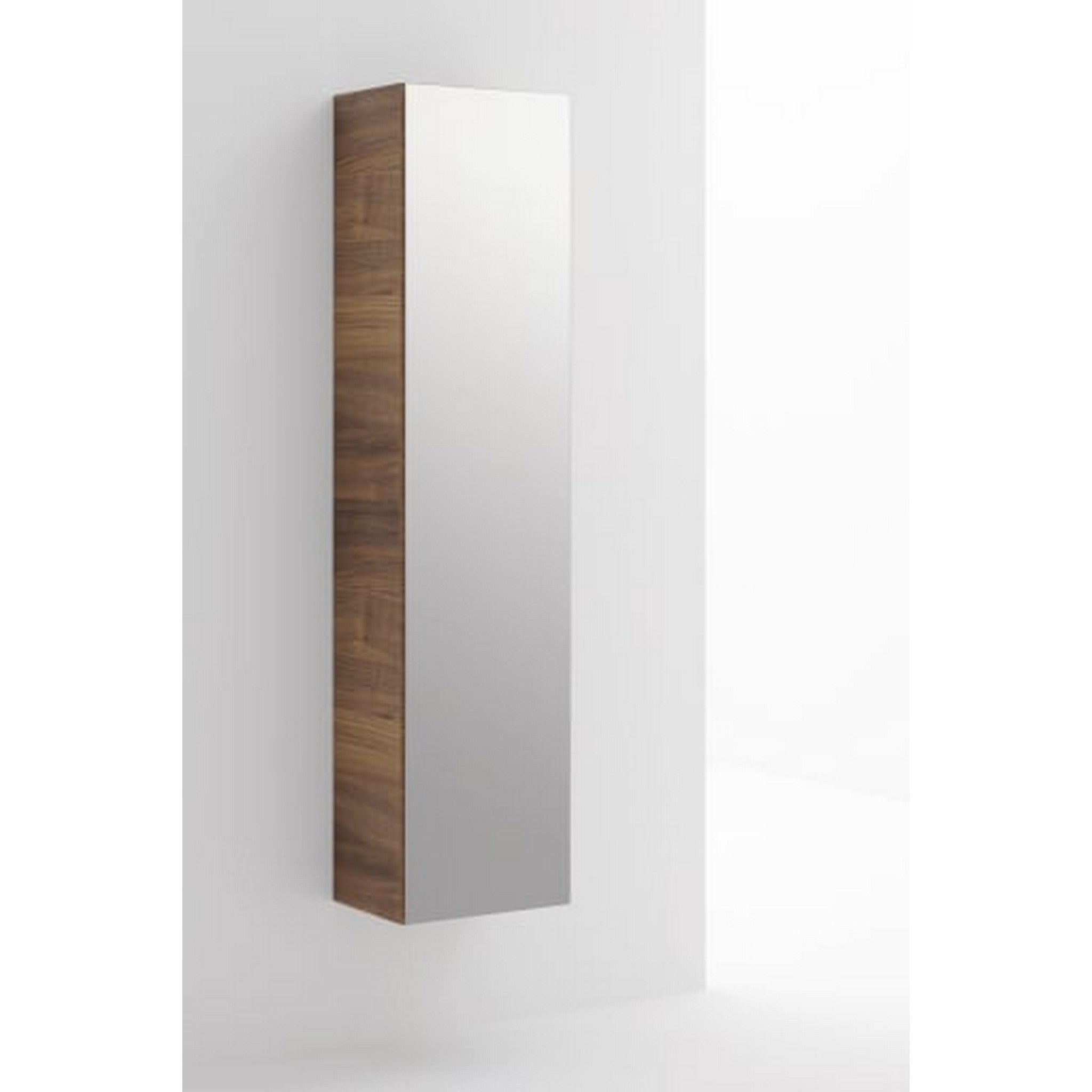 Laufen, Laufen IlBagnoAlessi 16" x 67" Glossy White Wall-Mounted Left-Hinged Tall Cabinet With Mirrored Door and 4 Glass Shelves