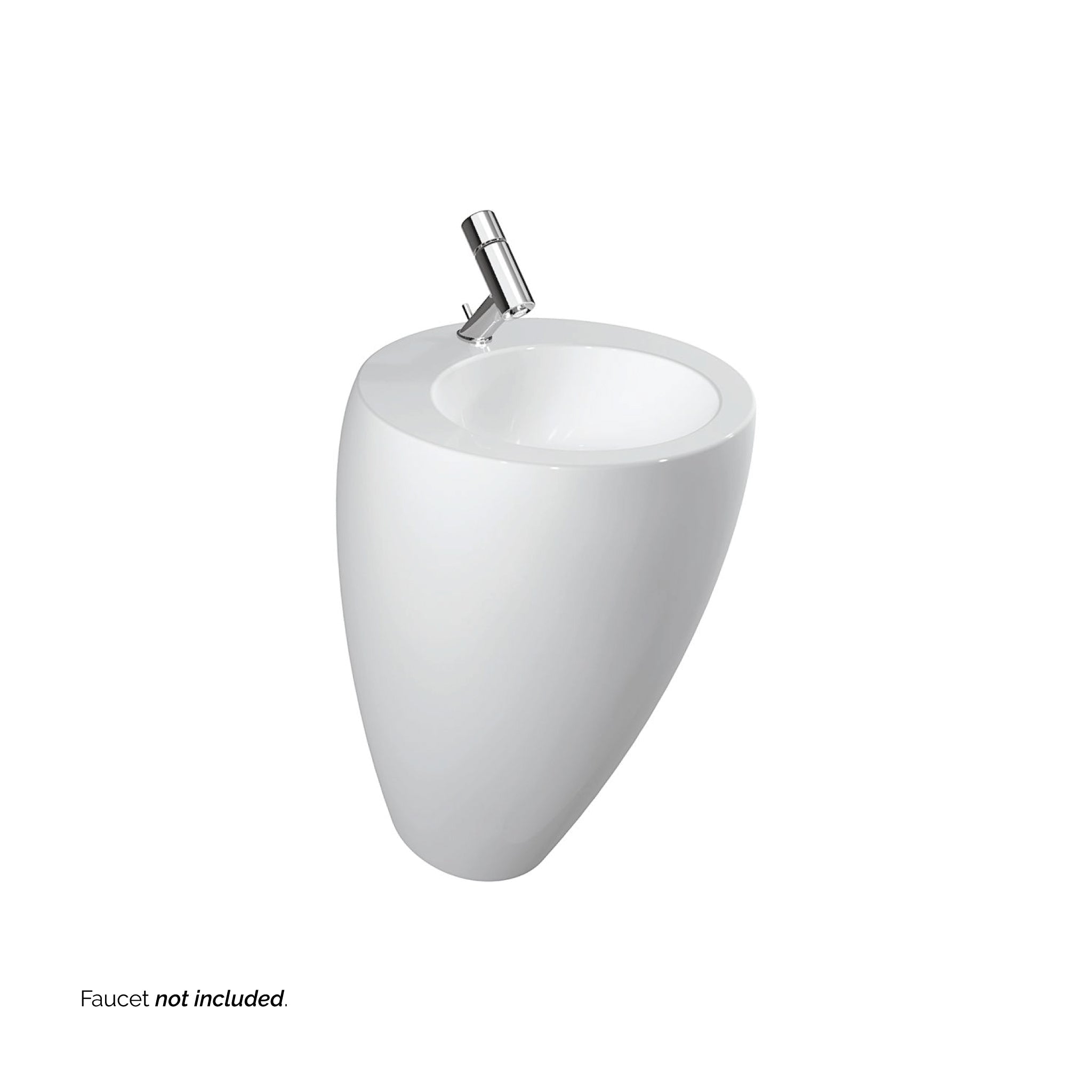 Laufen, Laufen IlBagnoAlessi 21" x 33" Round White Floor-Mounted Bathroom Sink With Faucet Hole