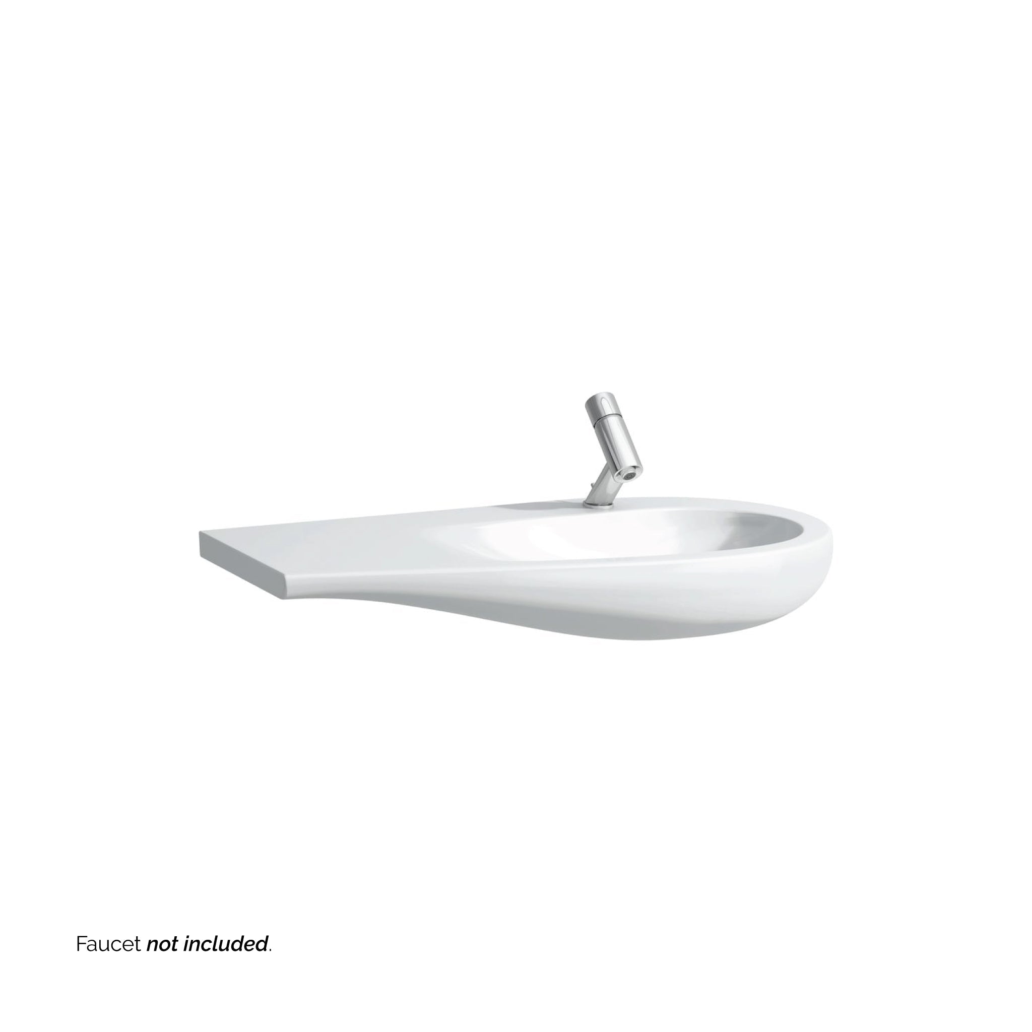 Laufen, Laufen IlBagnoAlessi 35" x 20" White Wall-Mounted Shelf-Left Bathroom Sink With Faucet Hole