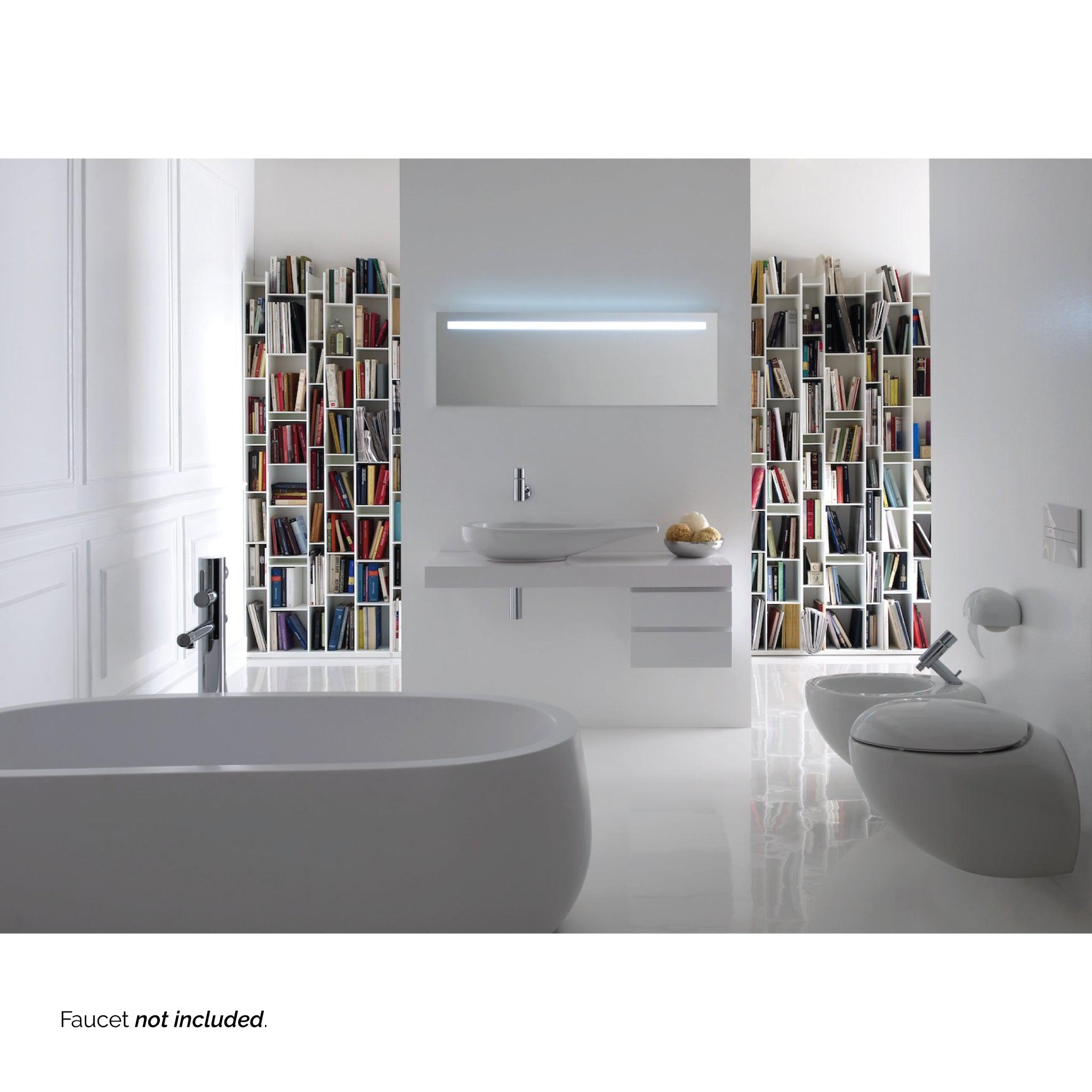 Laufen, Laufen IlBagnoAlessi 35" x 20" White Wall-Mounted Shelf-Right Bathroom Sink Without Faucet Hole