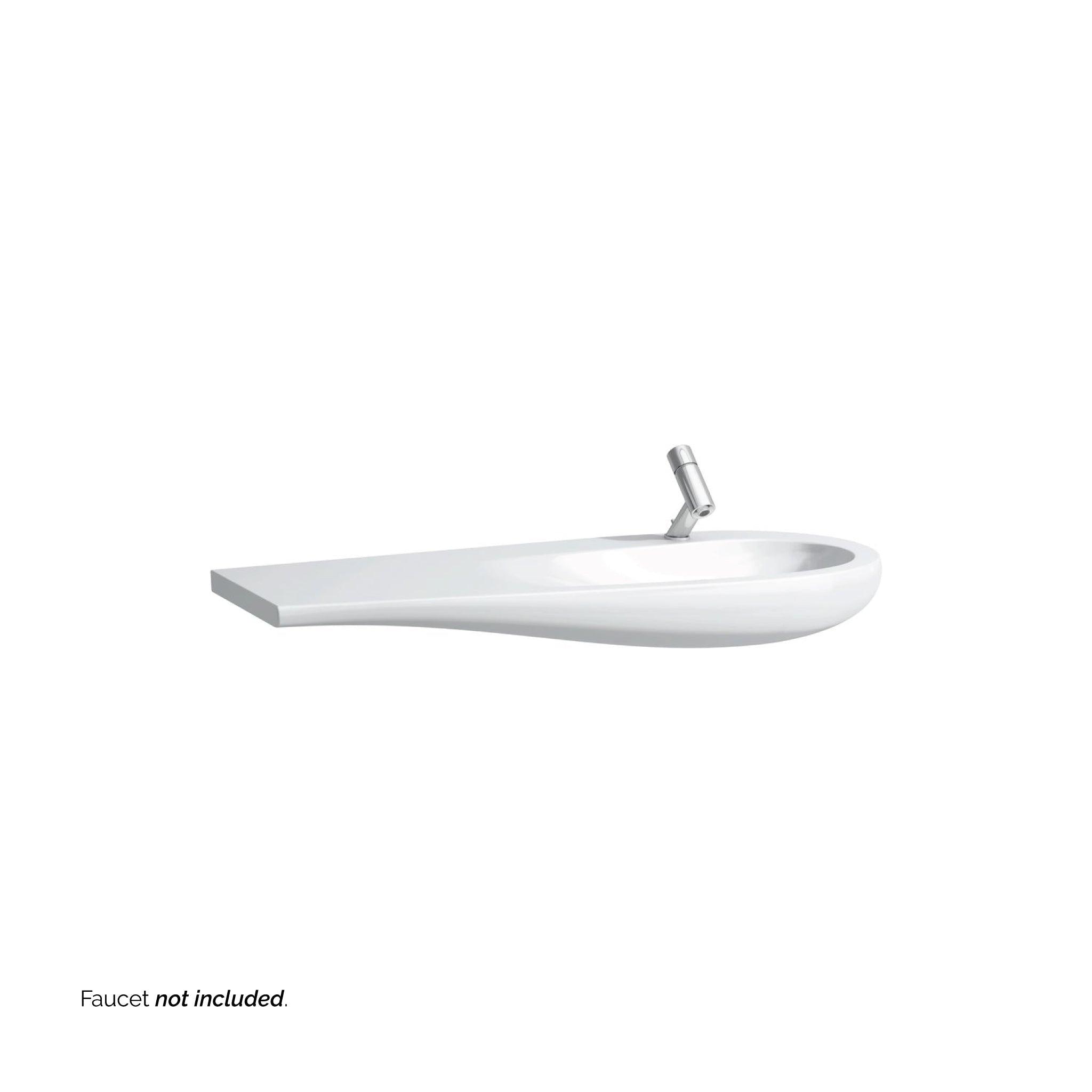 Laufen, Laufen IlBagnoAlessi 47" x 20" White Wall-Mounted Shelf-Left Bathroom Sink With Faucet Hole