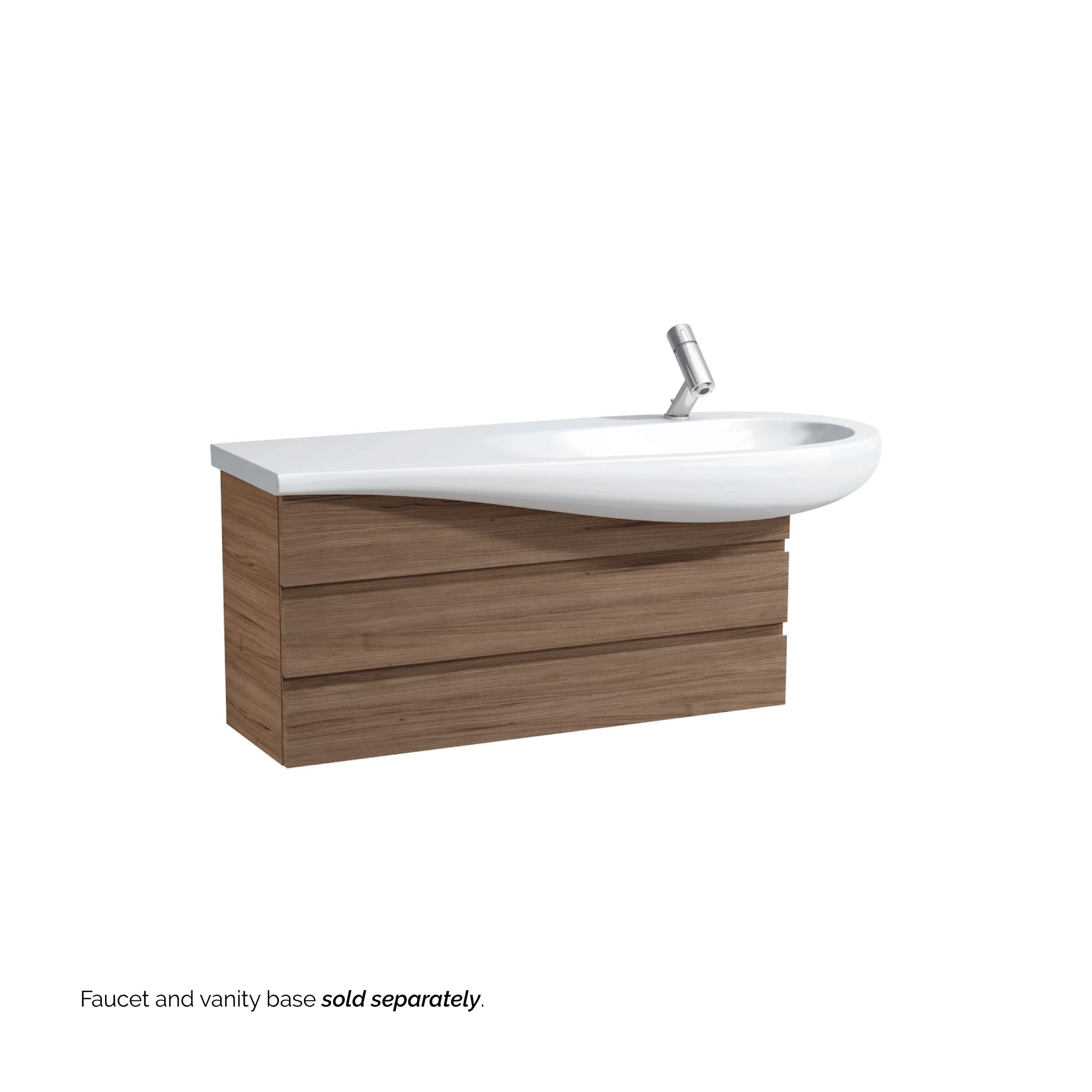 Laufen, Laufen IlBagnoAlessi 47" x 20" White Wall-Mounted Shelf-Left Bathroom Sink With Faucet Hole