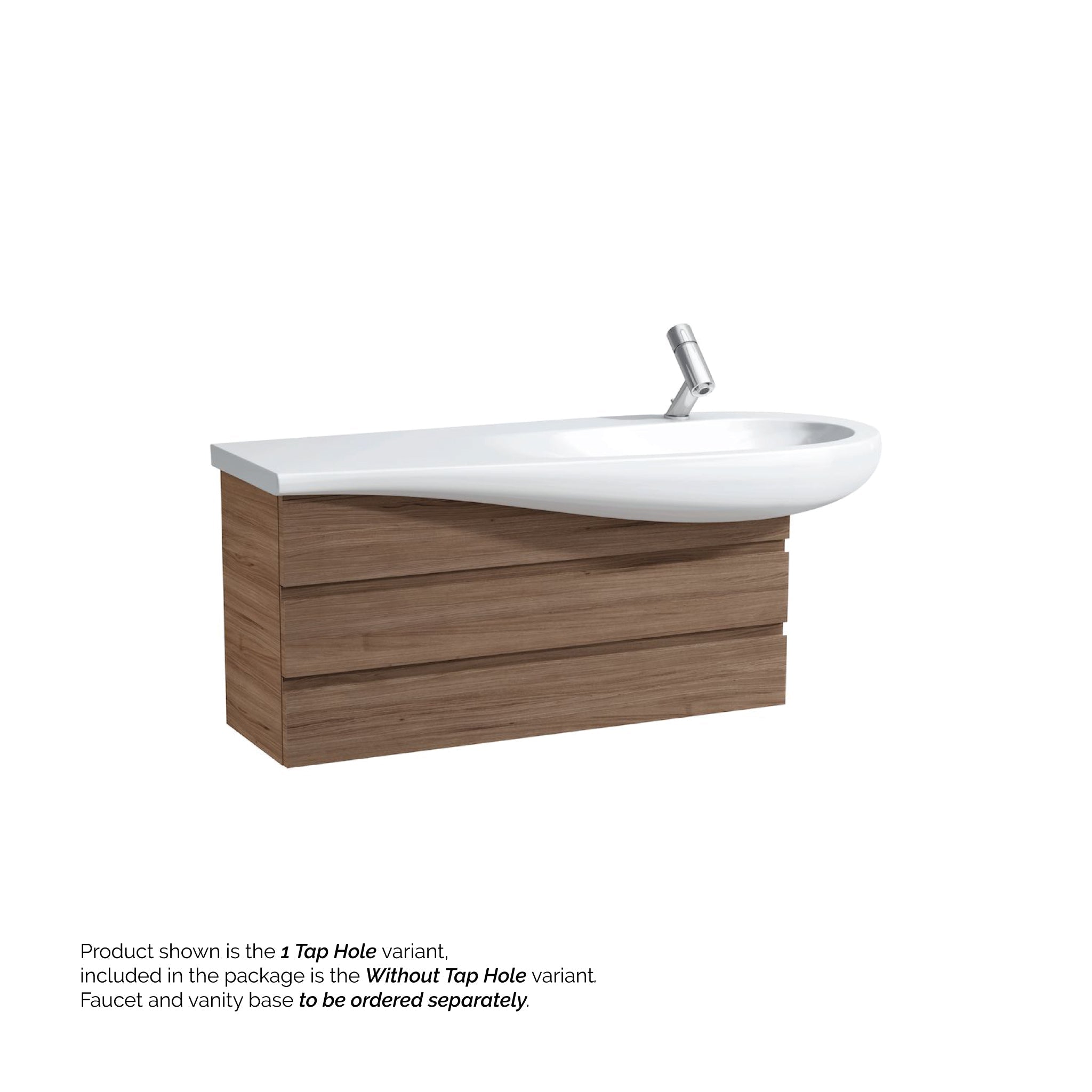 Laufen, Laufen IlBagnoAlessi 47" x 20" White Wall-Mounted  Shelf-Left Bathroom Sink Without Faucet Hole