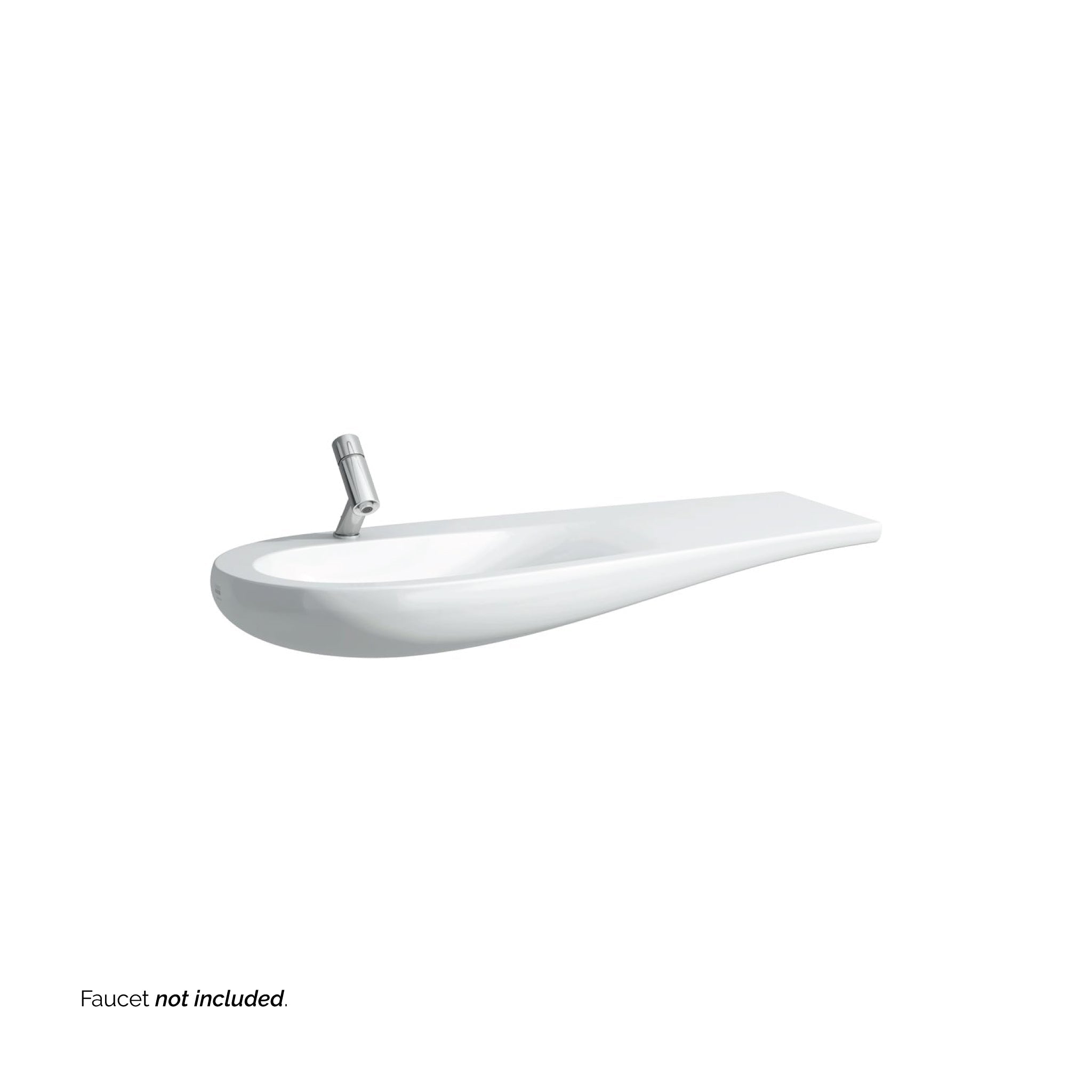 Laufen, Laufen IlBagnoAlessi 47" x 20" White Wall-Mounted Shelf- Right Bathroom Sink With Faucet Hole