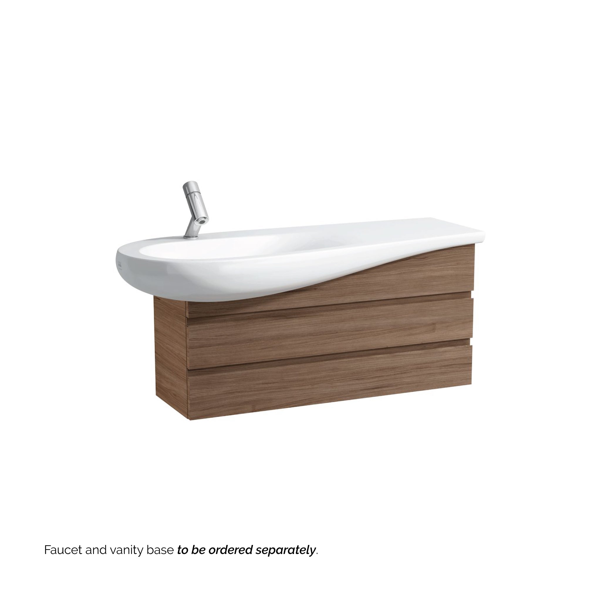 Laufen, Laufen IlBagnoAlessi 47" x 20" White Wall-Mounted Shelf- Right Bathroom Sink With Faucet Hole