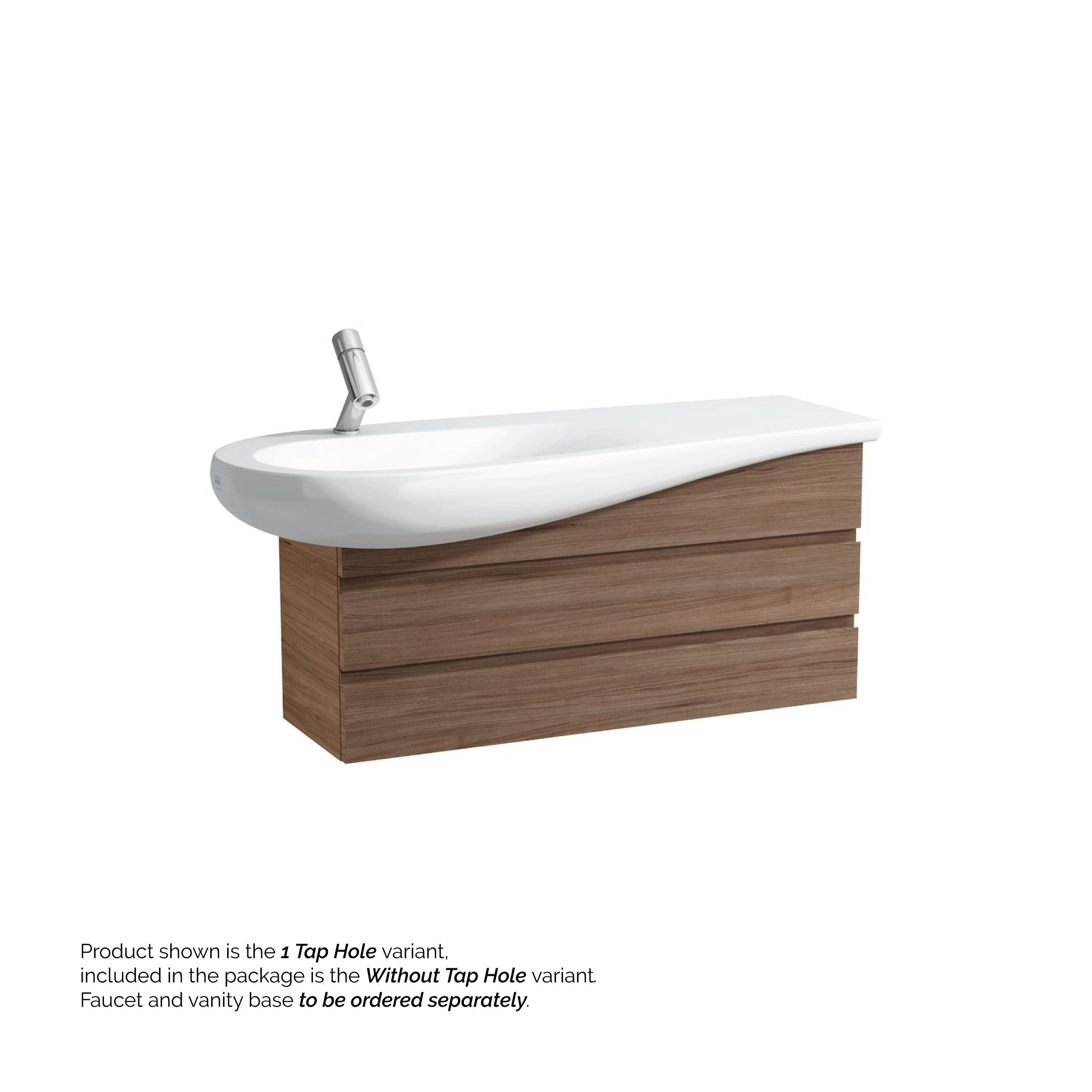 Laufen, Laufen IlBagnoAlessi 47" x 20" White Wall-Mounted Shelf-Right Bathroom Sink Without Faucet Hole