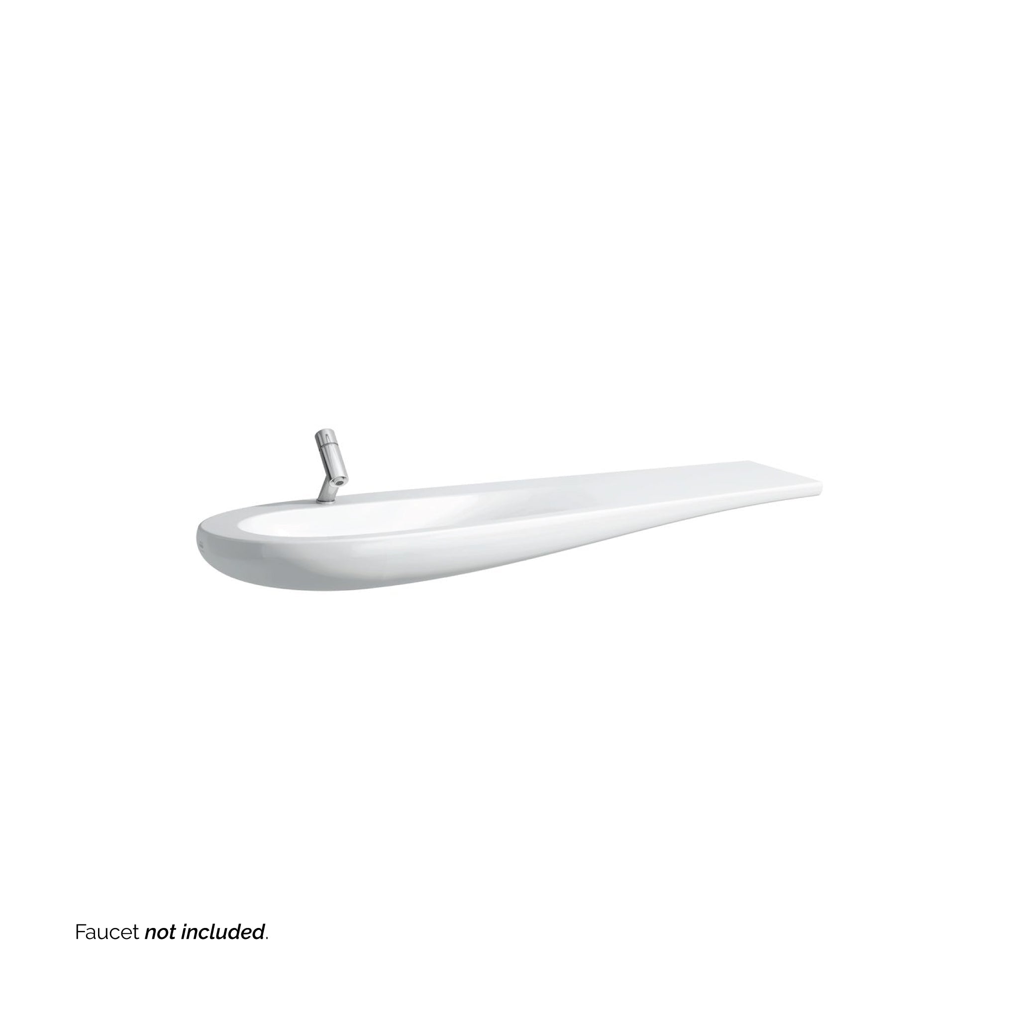 Laufen, Laufen IlBagnoAlessi 62" x 20" White Wall-Mounted Shelf-Right Bathroom Sink With Faucet Hole