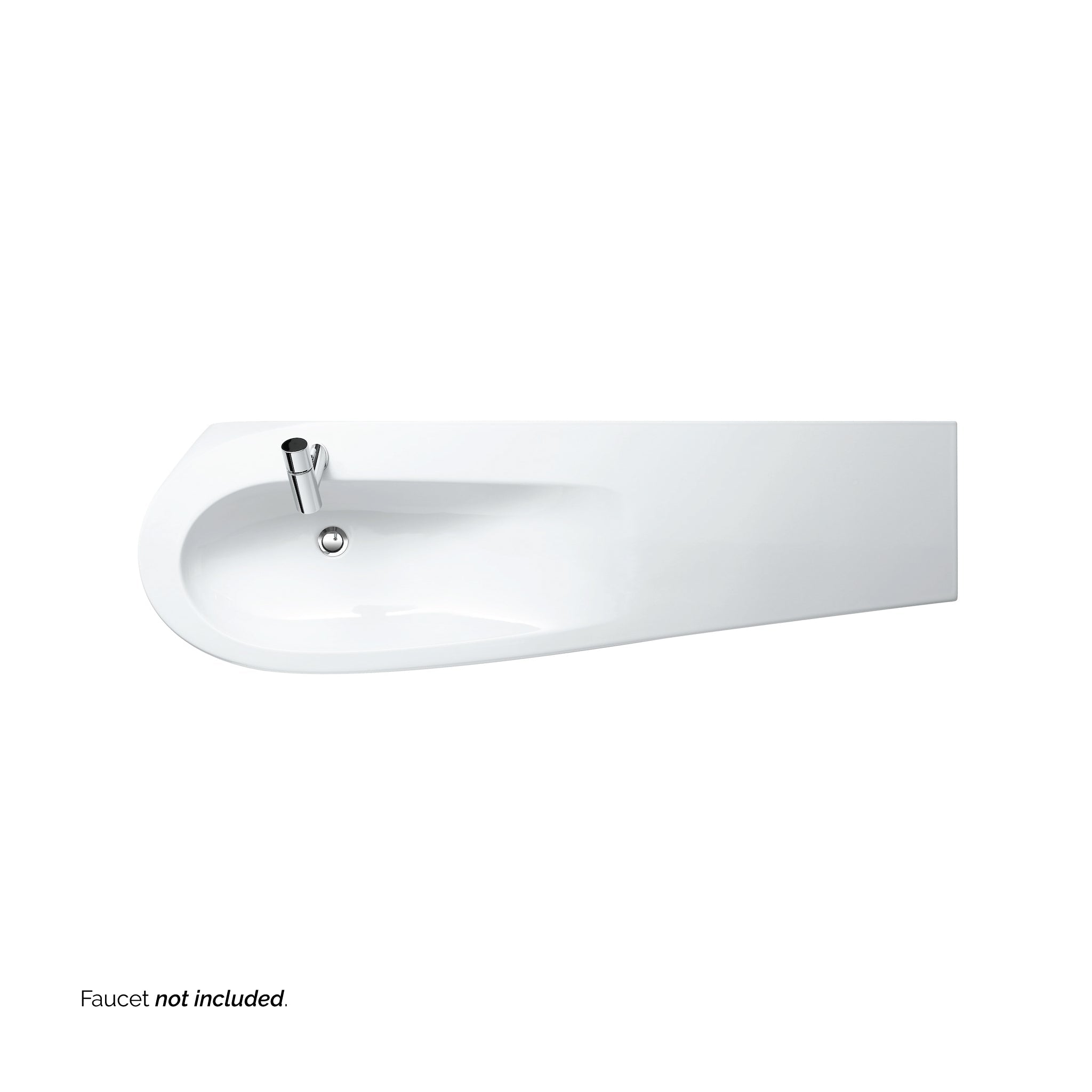 Laufen, Laufen IlBagnoAlessi 62" x 20" White Wall-Mounted Shelf-Right Bathroom Sink With Faucet Hole