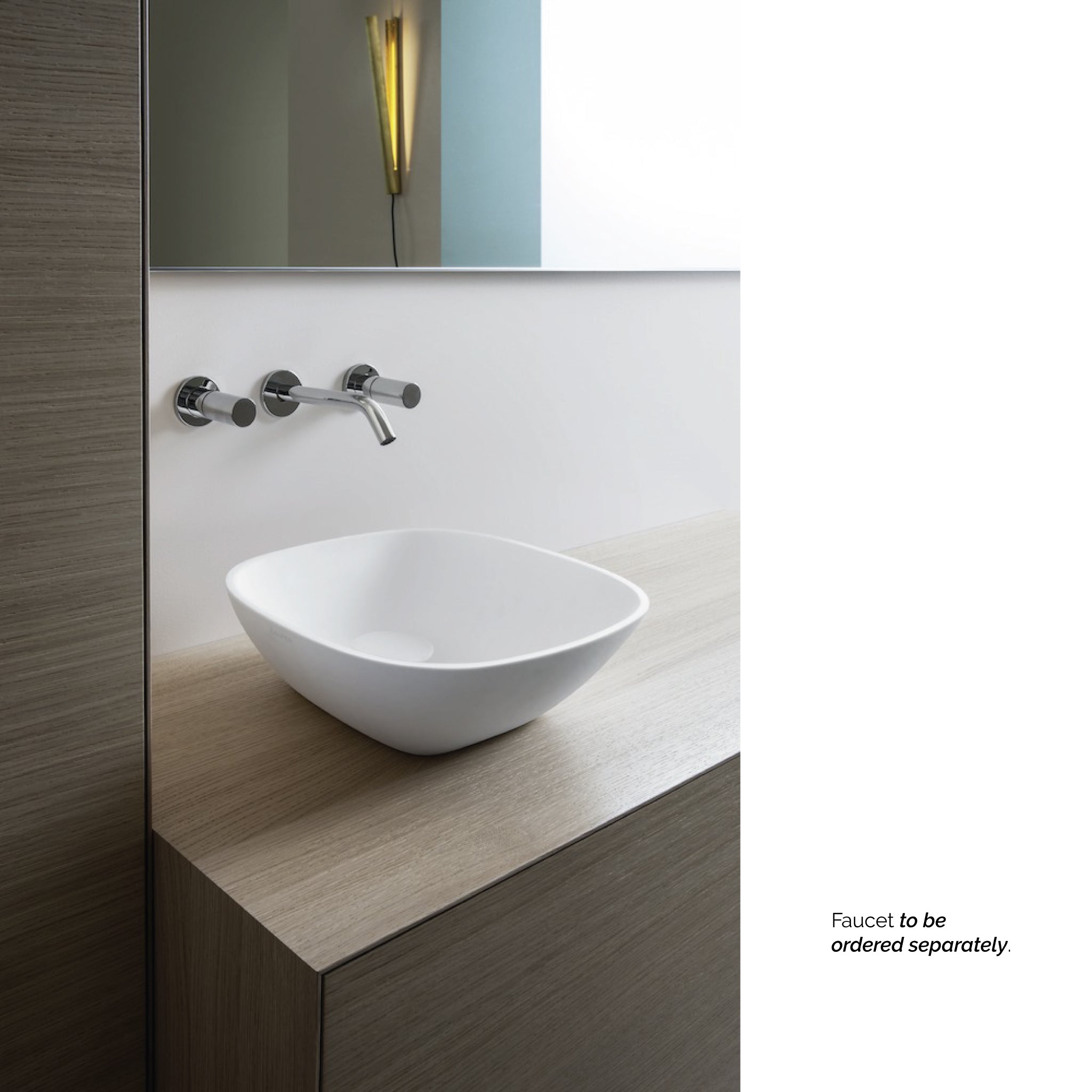 Laufen, Laufen Ino 14" x 14" Square Matte White Ceramic Vessel Bathroom Sink Without Overflow Slot