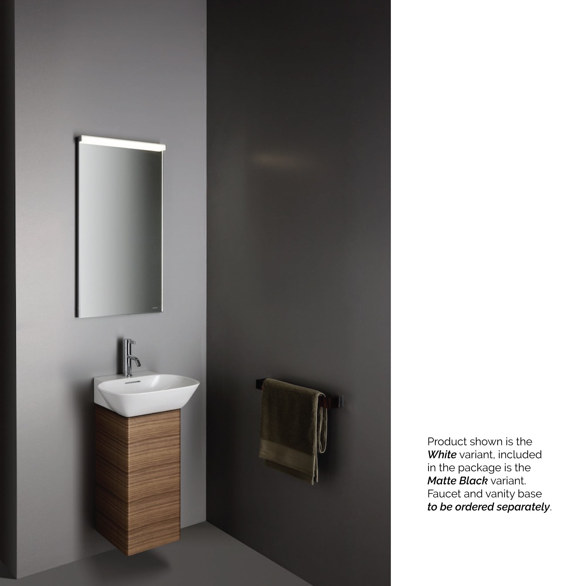 Laufen, Laufen Ino 18" x 16" Rectangular Matte Black Wall-Mounted Bathroom Sink With Faucet Hole