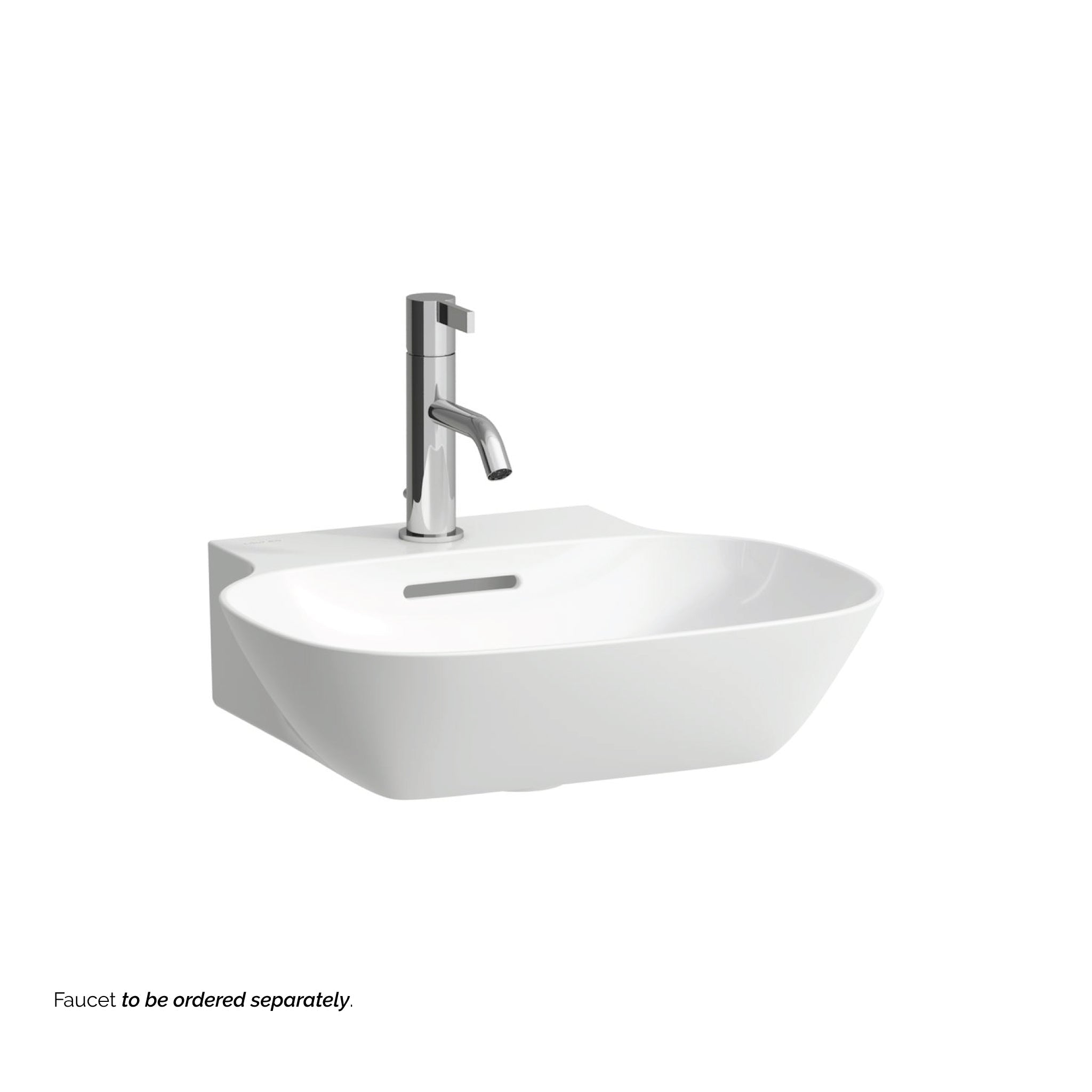 Laufen, Laufen Ino 18" x 16" Rectangular White Wall-Mounted Bathroom Sink With Faucet Hole