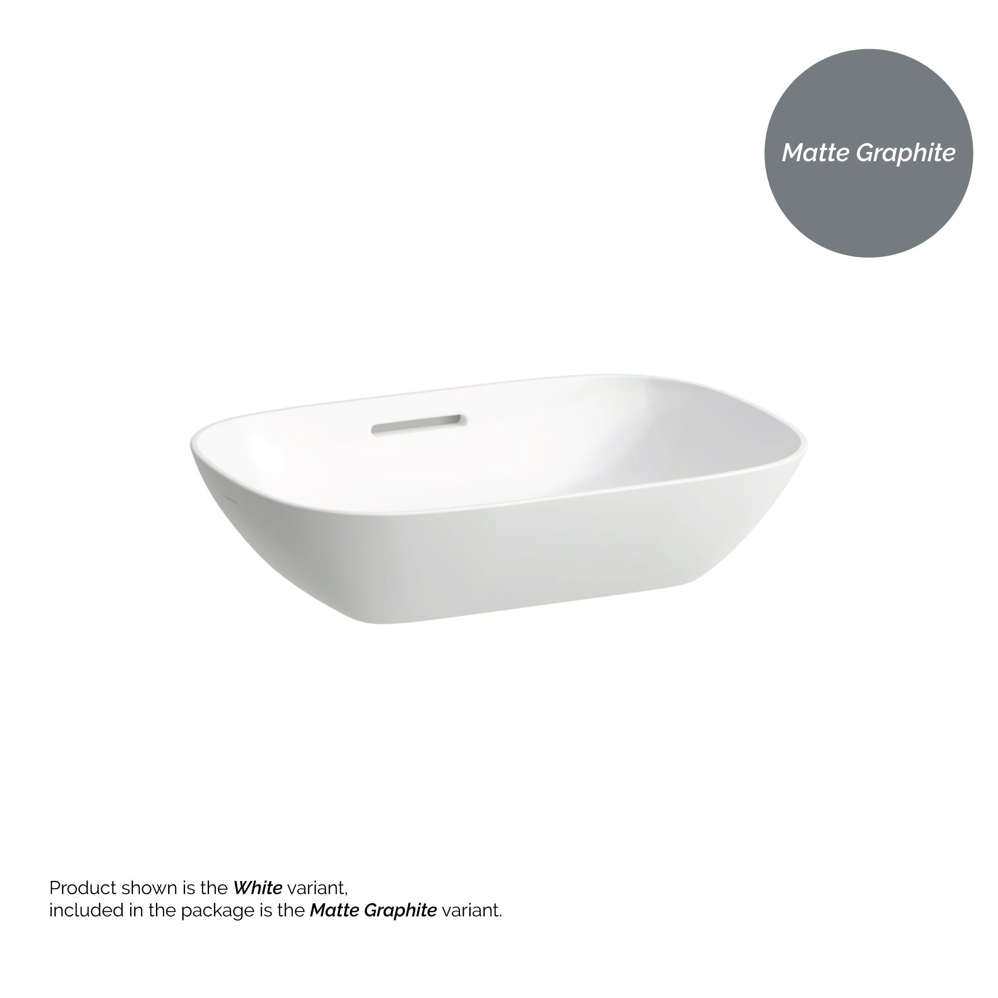 Laufen, Laufen Ino 20" x 14" Rectangular Matte Graphite Ceramic Vessel Bathroom Sink With Overflow Slot