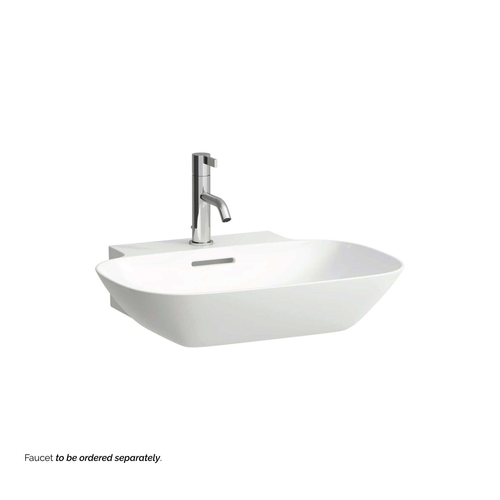 Laufen, Laufen Ino 22" x 18" Rectangular Matte White Wall-Mounted Bathroom Sink With Faucet Hole