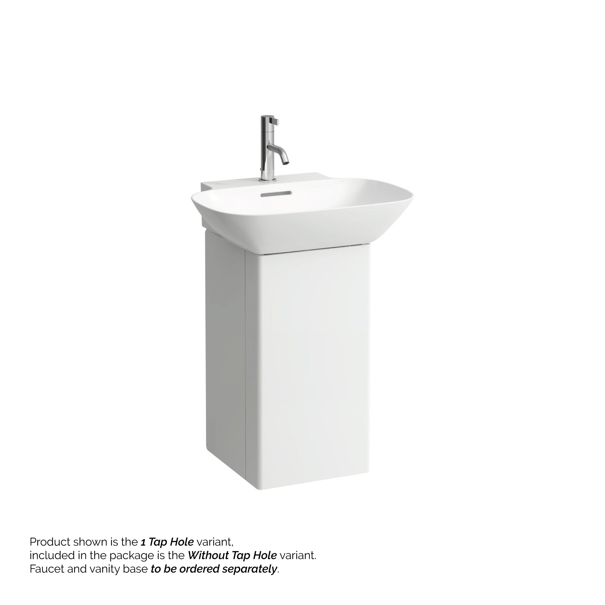 Laufen, Laufen Ino 22" x 18" Rectangular Matte White Wall-Mounted Bathroom Sink Without Faucet Hole