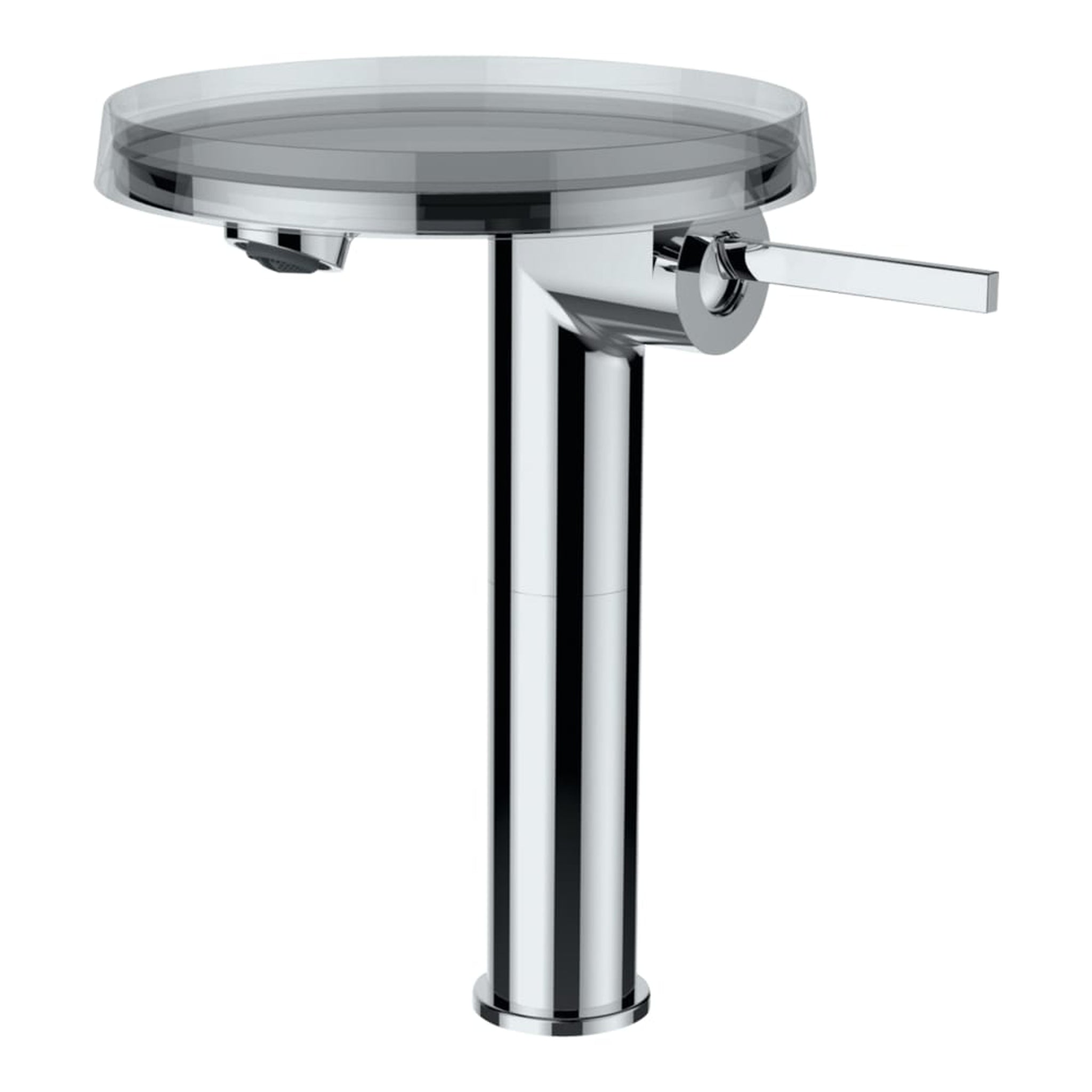 Laufen, Laufen Kartell 10" Single-Hole Chrome Fixed-Spout Vessel Sink Faucet With Disc Tray