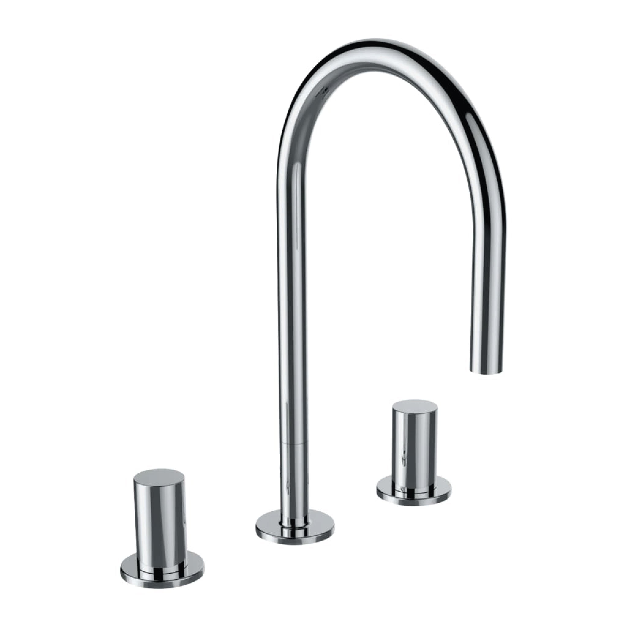 Laufen, Laufen Kartell 12" 3-Hole Chrome Swivel-Spout Bathroom Sink Faucet