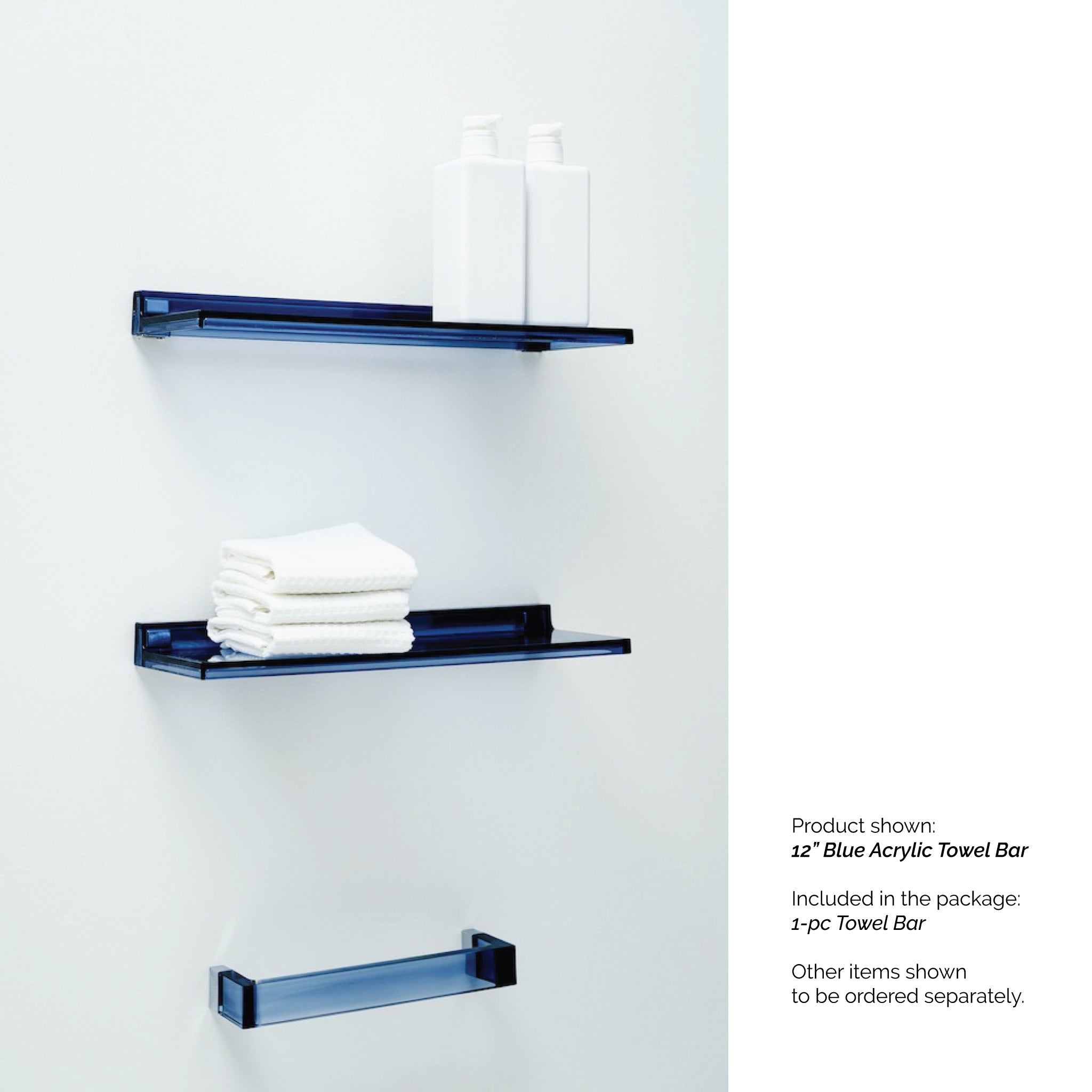 Laufen, Laufen Kartell 12" Blue Acrylic Towel Bar