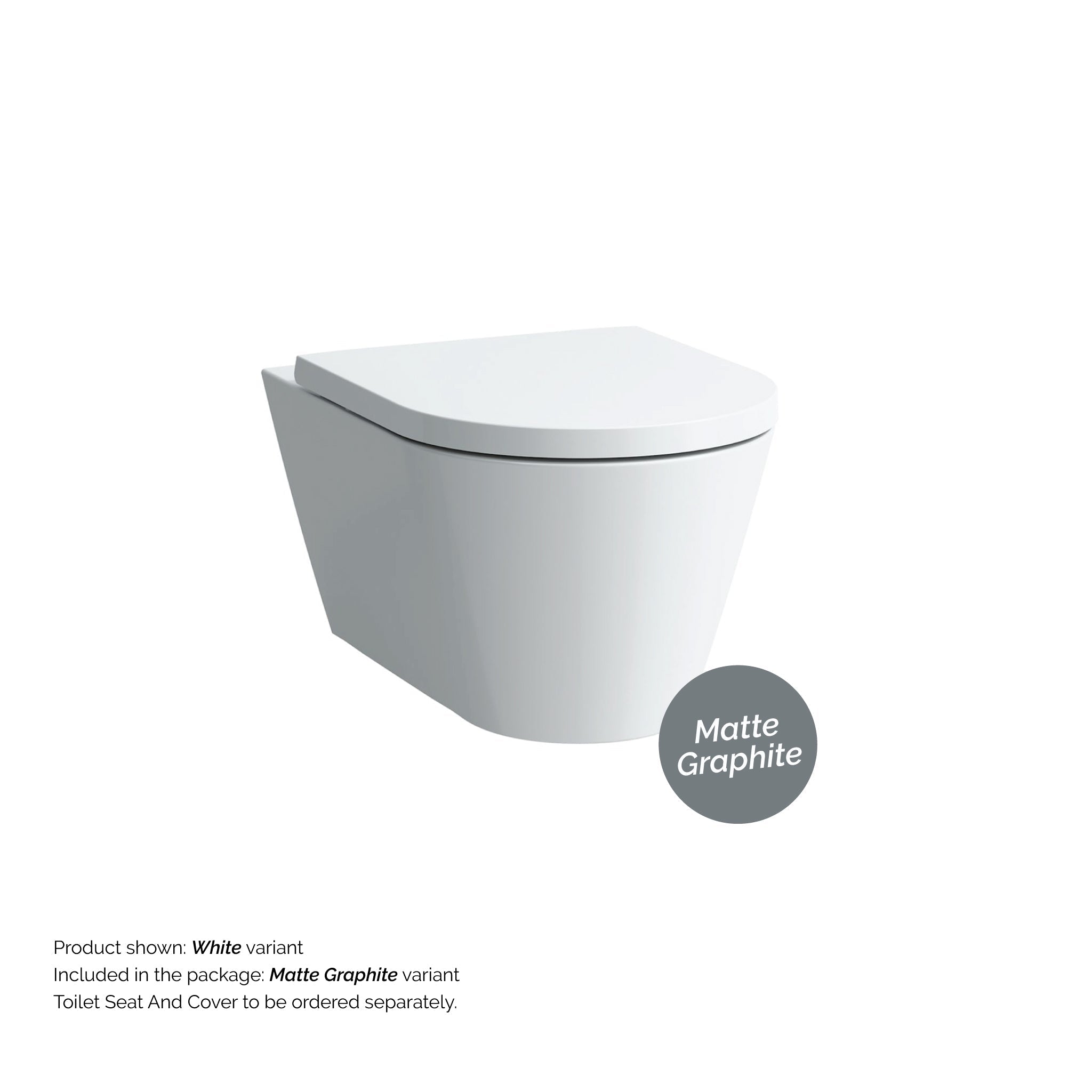 Laufen, Laufen Kartell 15" x 14" Matte Graphite Dual-Flush Washdown Rimless Wall-Mounted Toilet