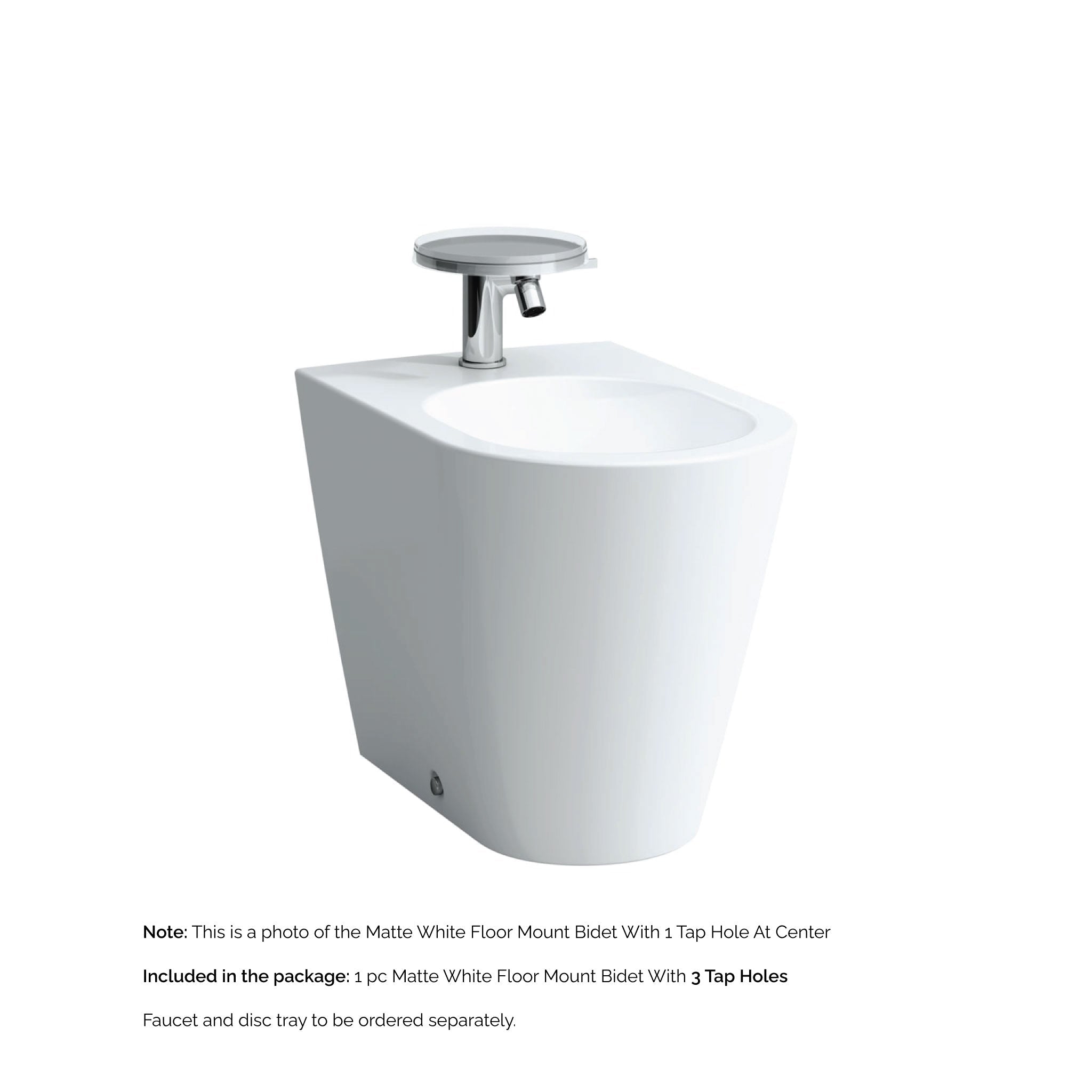 Laufen, Laufen Kartell 15" x 16" 3-Hole Matte White Floor-Mounted Bidet