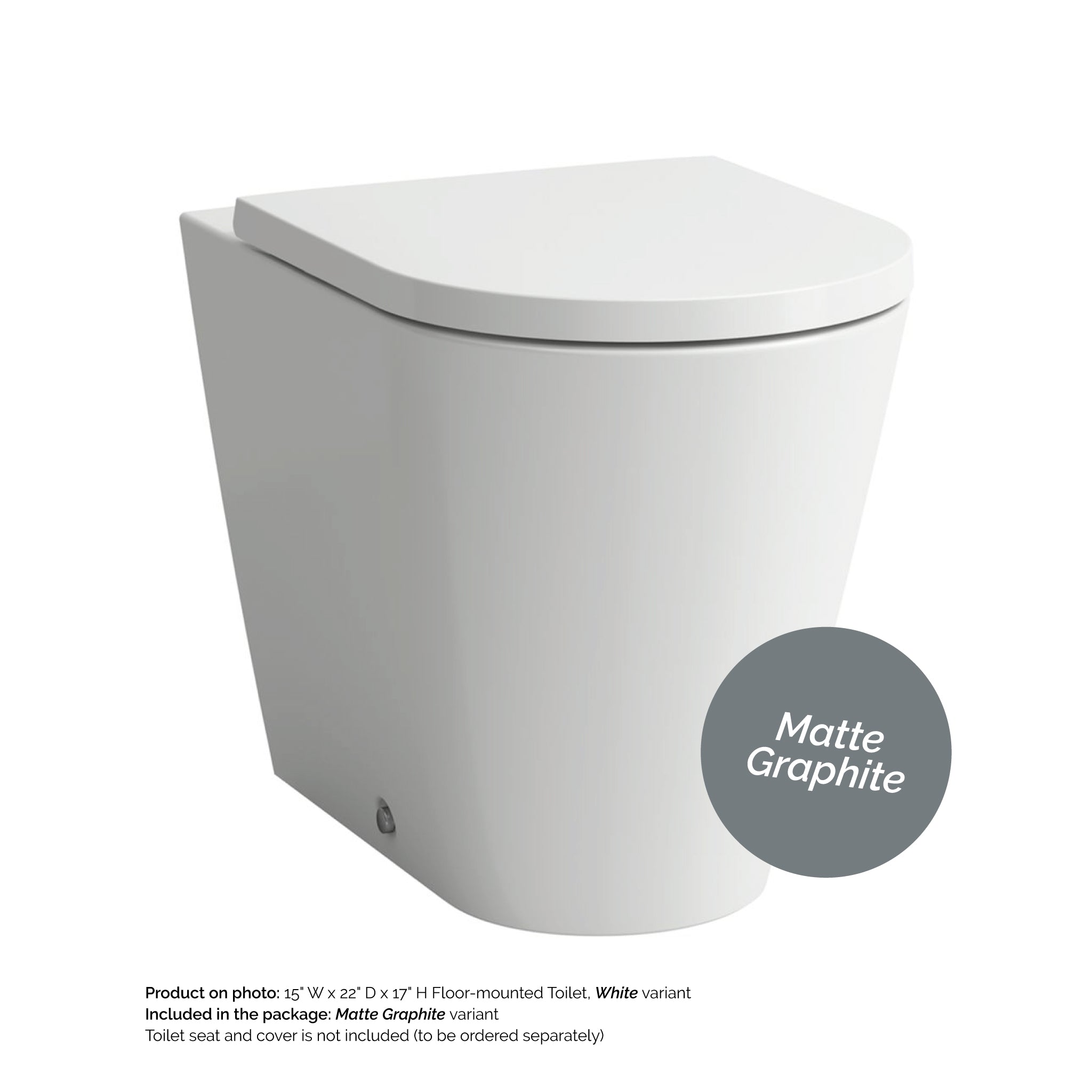 Laufen, Laufen Kartell 15" x 17" Matte Graphite Dual-Flush Washdown Floor-Mounted Toilet