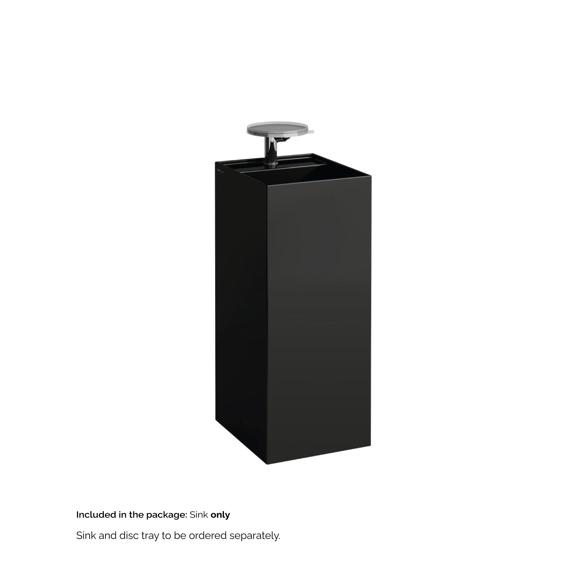 Laufen, Laufen Kartell 15" x 17" x 35" Glossy Black Freestanding Bathroom Sink With Faucet Hole