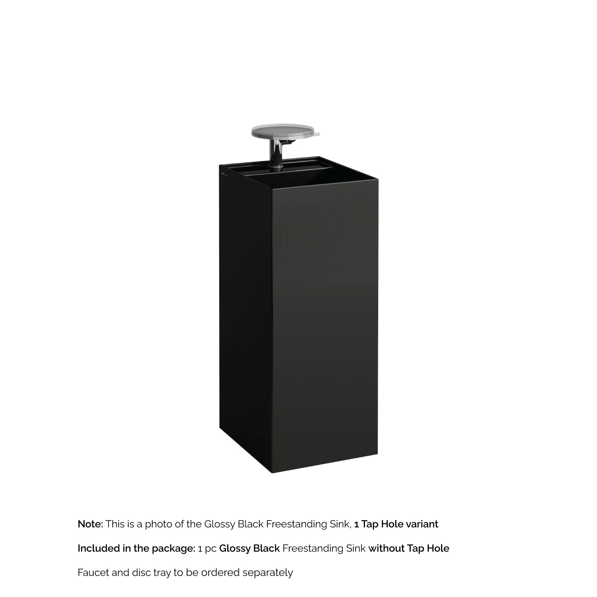 Laufen, Laufen Kartell 15" x 17" x 35" Glossy Black Freestanding Bathroom Sink Without Faucet Hole