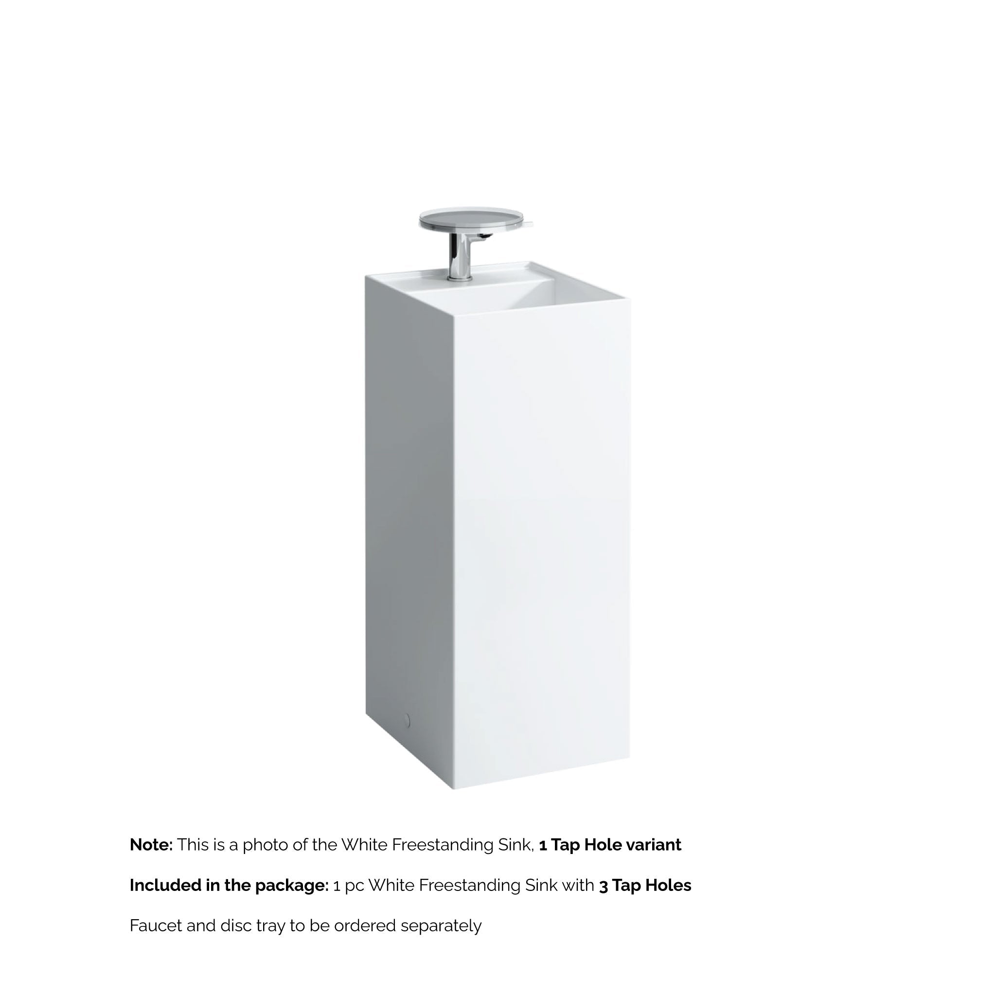 Laufen, Laufen Kartell 15" x 17" x 35" White Freestanding Bathroom Sink With 3 Faucet Holes