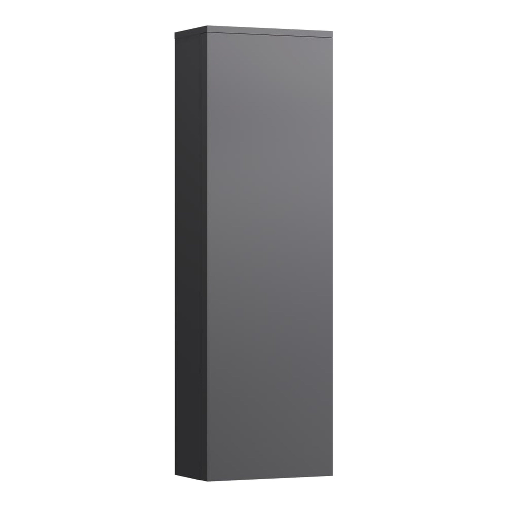 Laufen, Laufen Kartell 16" x 51" 1-Door Left-Hinged Slate Gray Wall-Mounted Tall Cabinet With 4 Fixed Glass Shelves