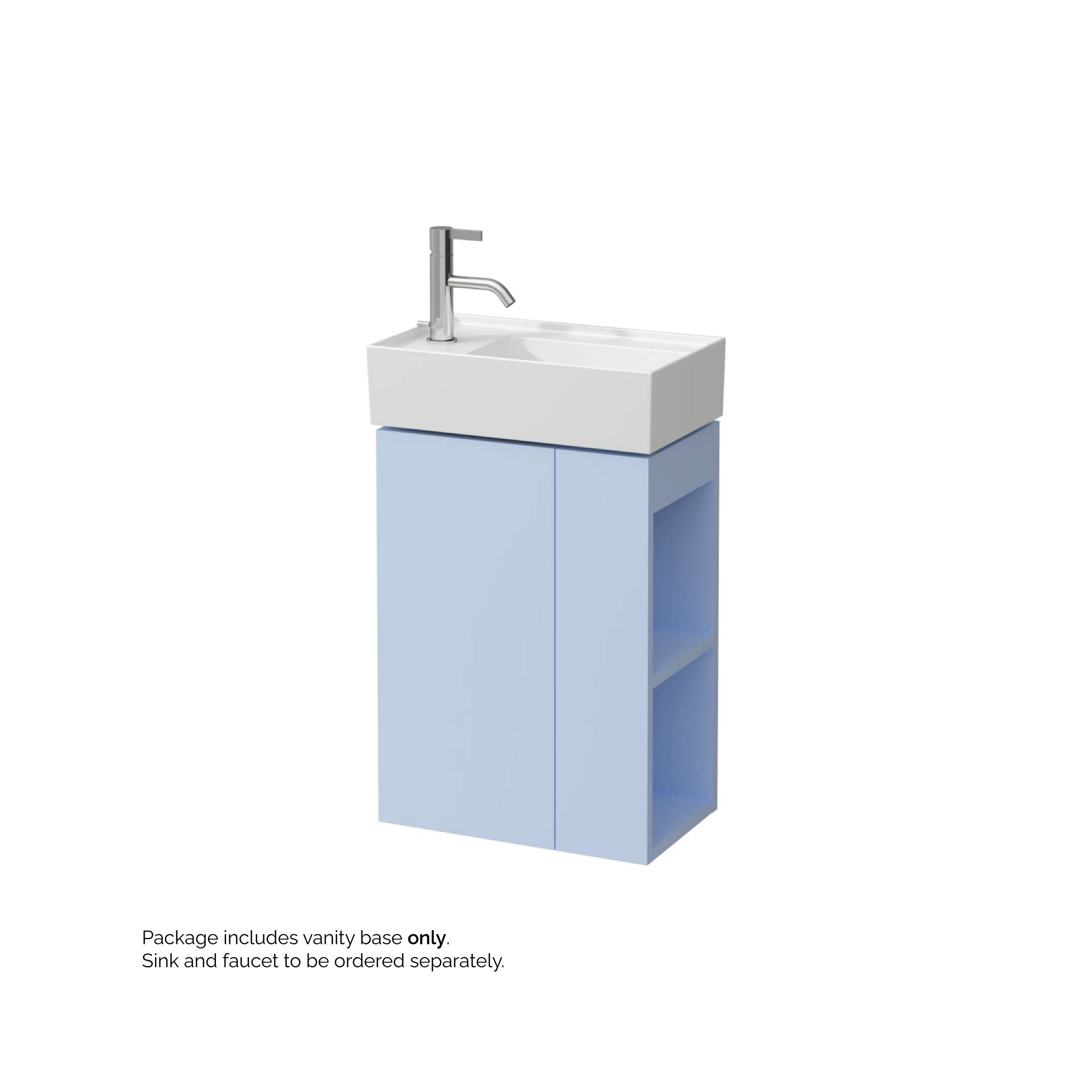 Laufen, Laufen Kartell 17" 1-Door Left-Hinged Gray Blue Wall-Mounted Vanity With 2-Tier Open Shelves