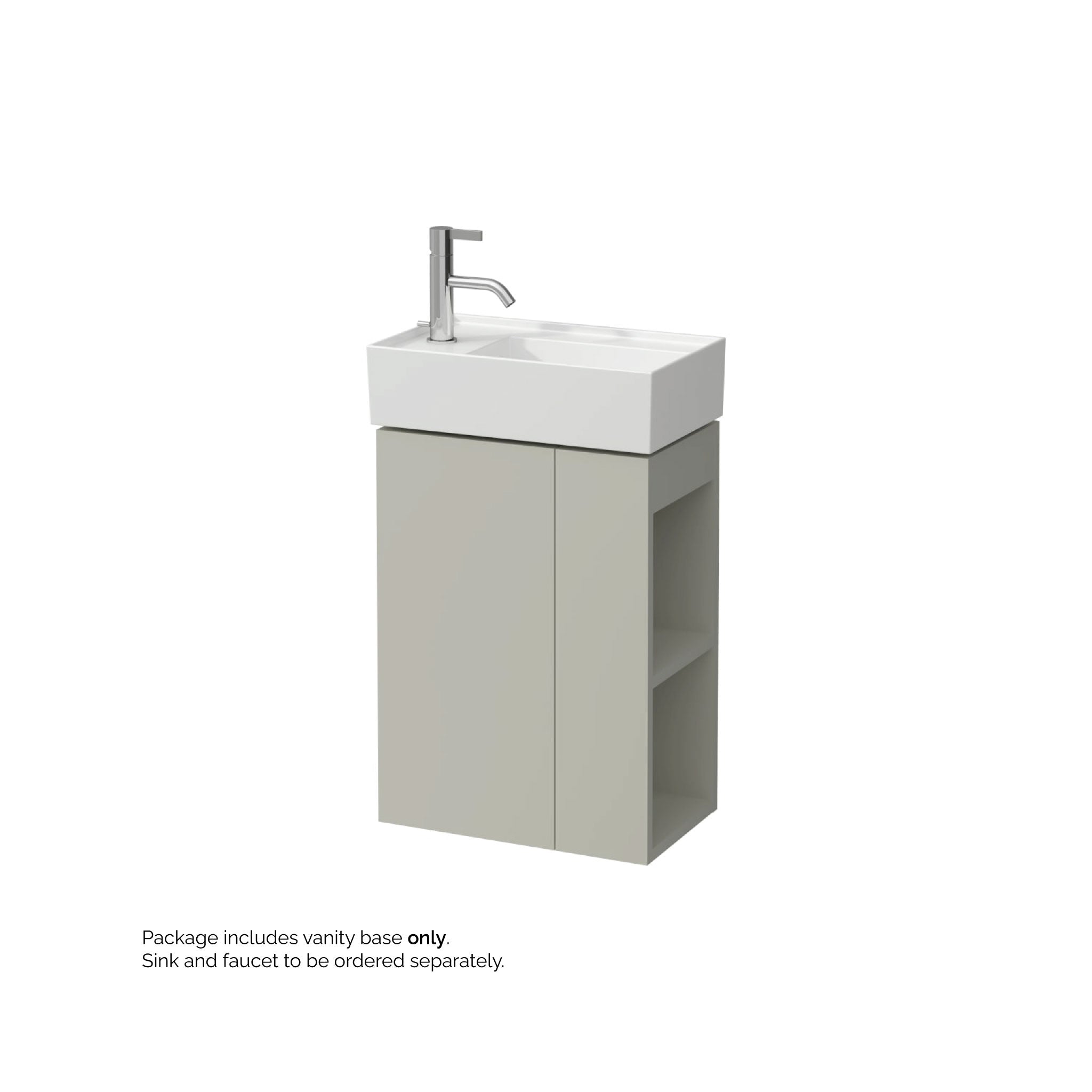 Laufen, Laufen Kartell 17" 1-Door Left-Hinged Pebble Gray Wall-Mounted Vanity With 2-Tier Open Shelves