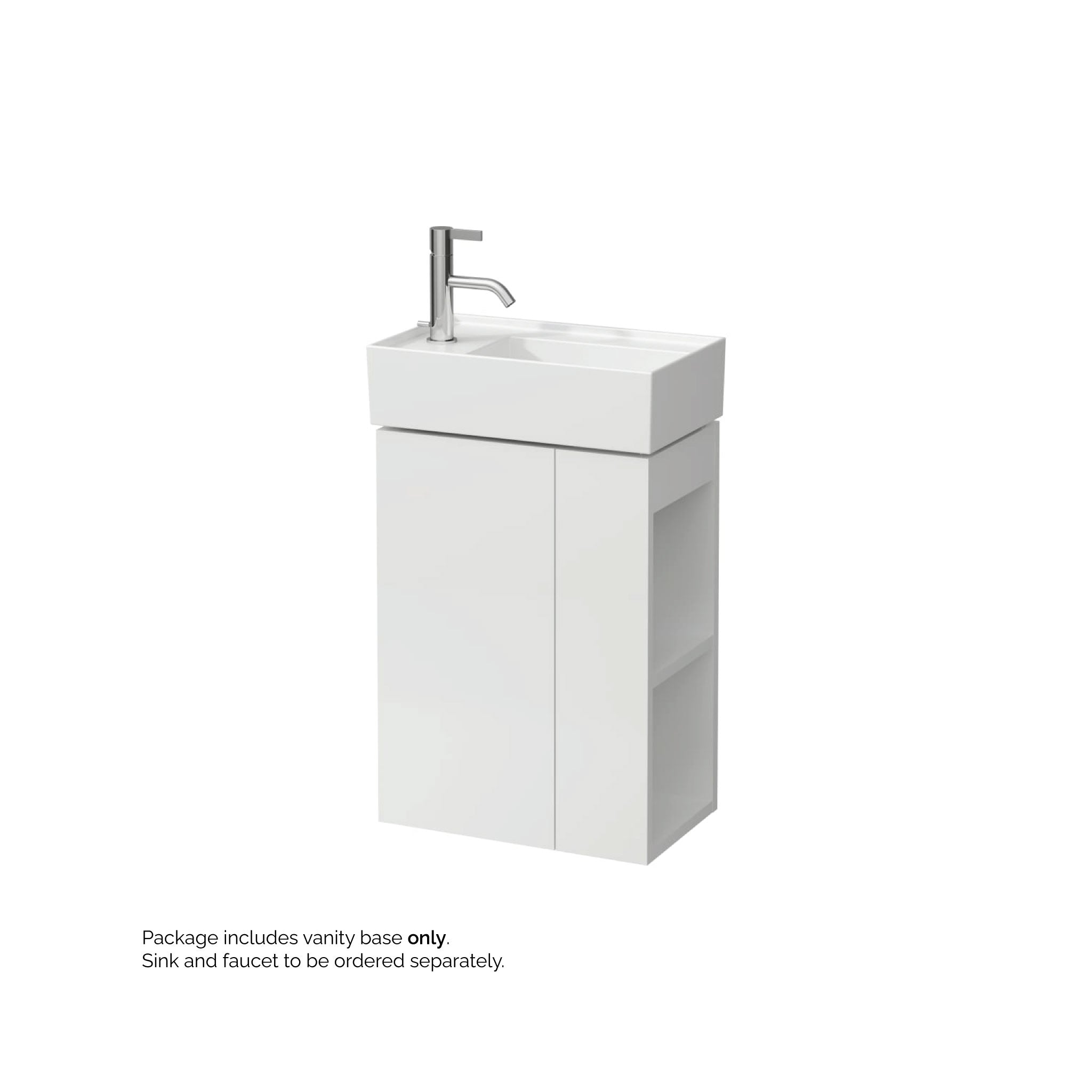 Laufen, Laufen Kartell 17" 1-Door Left-Hinged White Wall-Mounted Vanity With 2-Tier Open Shelves