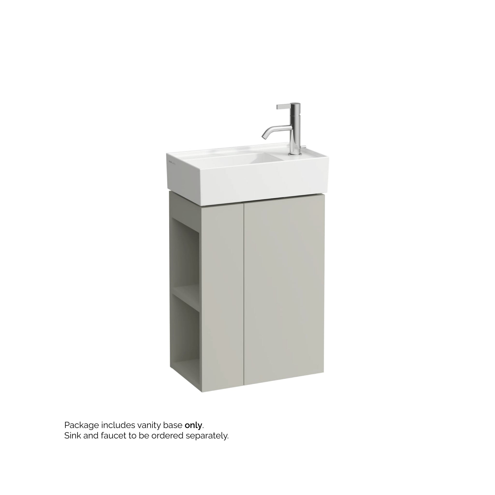 Laufen, Laufen Kartell 17" 1-Door Right-Hinged Pebble Gray Wall-Mounted Vanity With 2-Tier Open Shelves