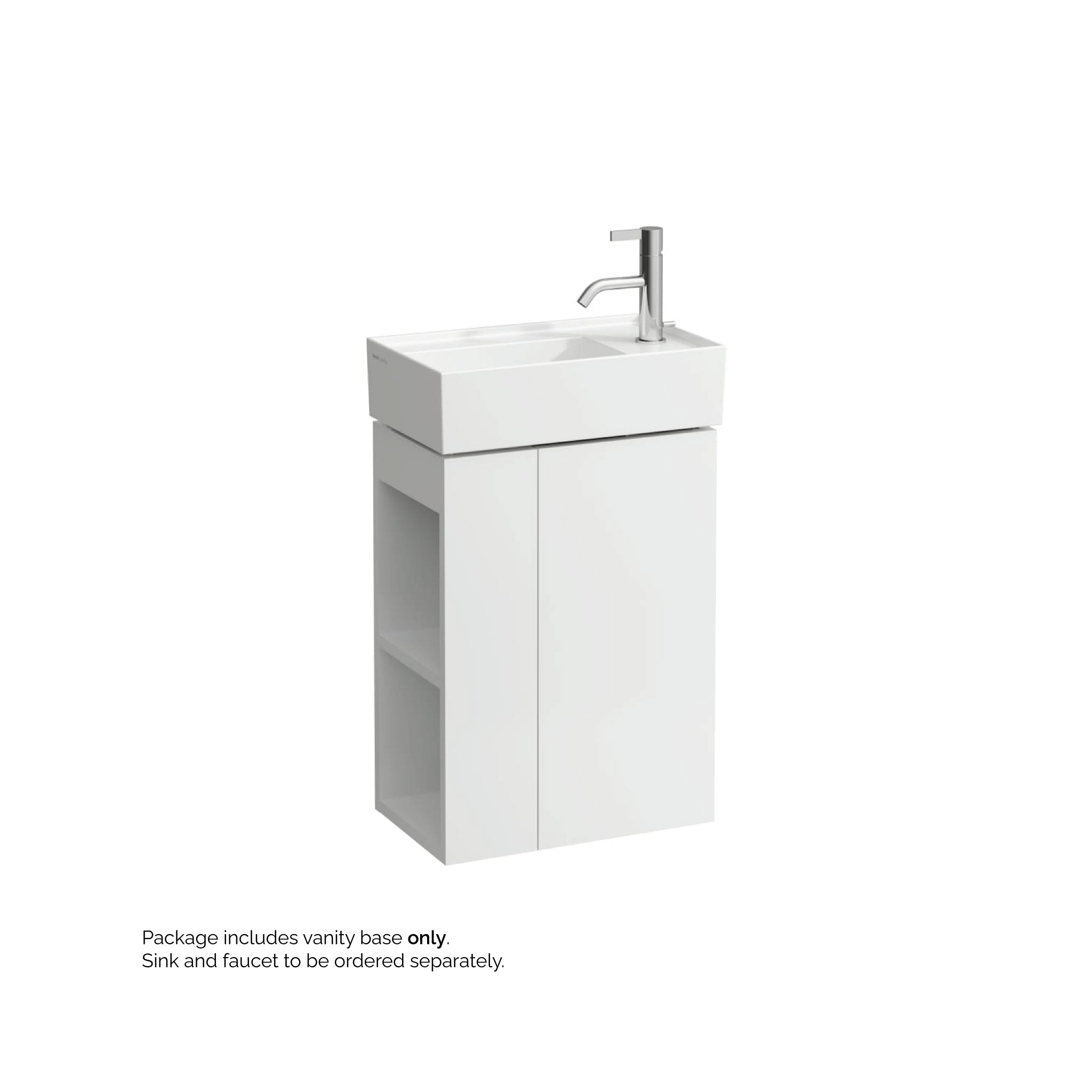Laufen, Laufen Kartell 17" 1-Door Right-Hinged White Wall-Mounted Vanity With 2-Tier Open Shelves