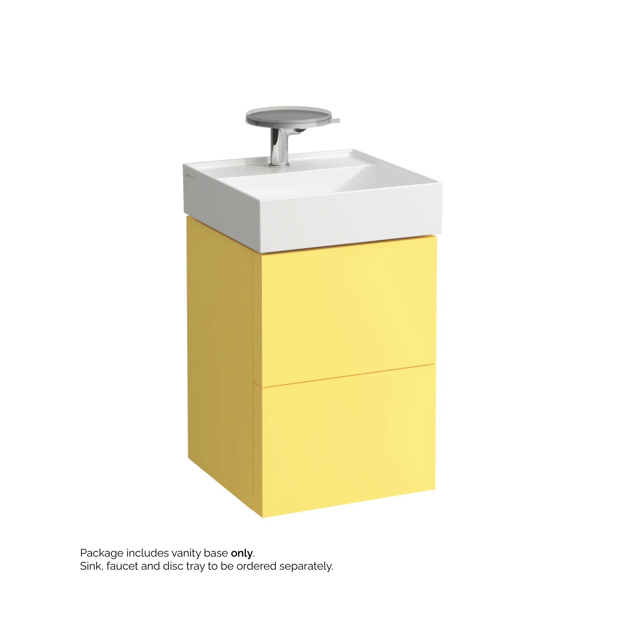 Laufen, Laufen Kartell 17" 2-Drawer Mustard Yellow Wall-Mounted Vanity With Drawer Organizer