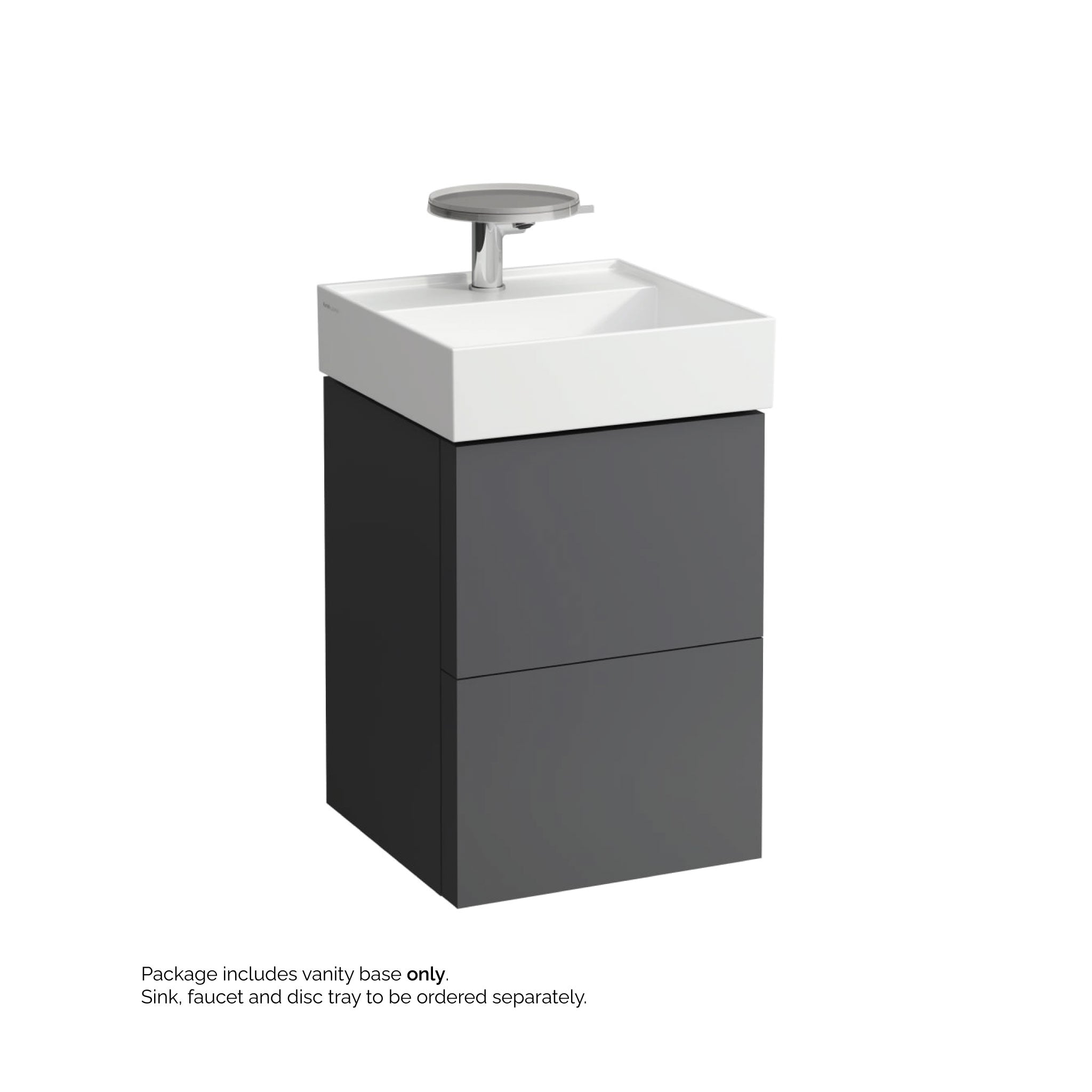 Laufen, Laufen Kartell 17" 2-Drawer Slate Gray Wall-Mounted Vanity With Drawer Organizer