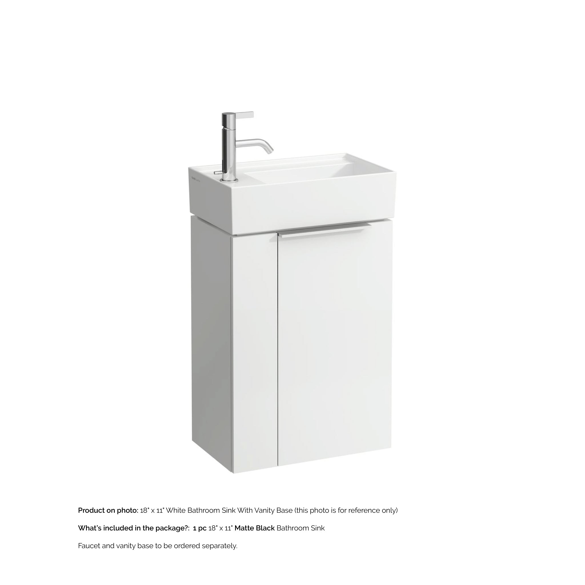 Laufen, Laufen Kartell 18" x 11" Matte Black Wall-Mounted Tap Bank-Left Bathroom Sink With Faucet Hole